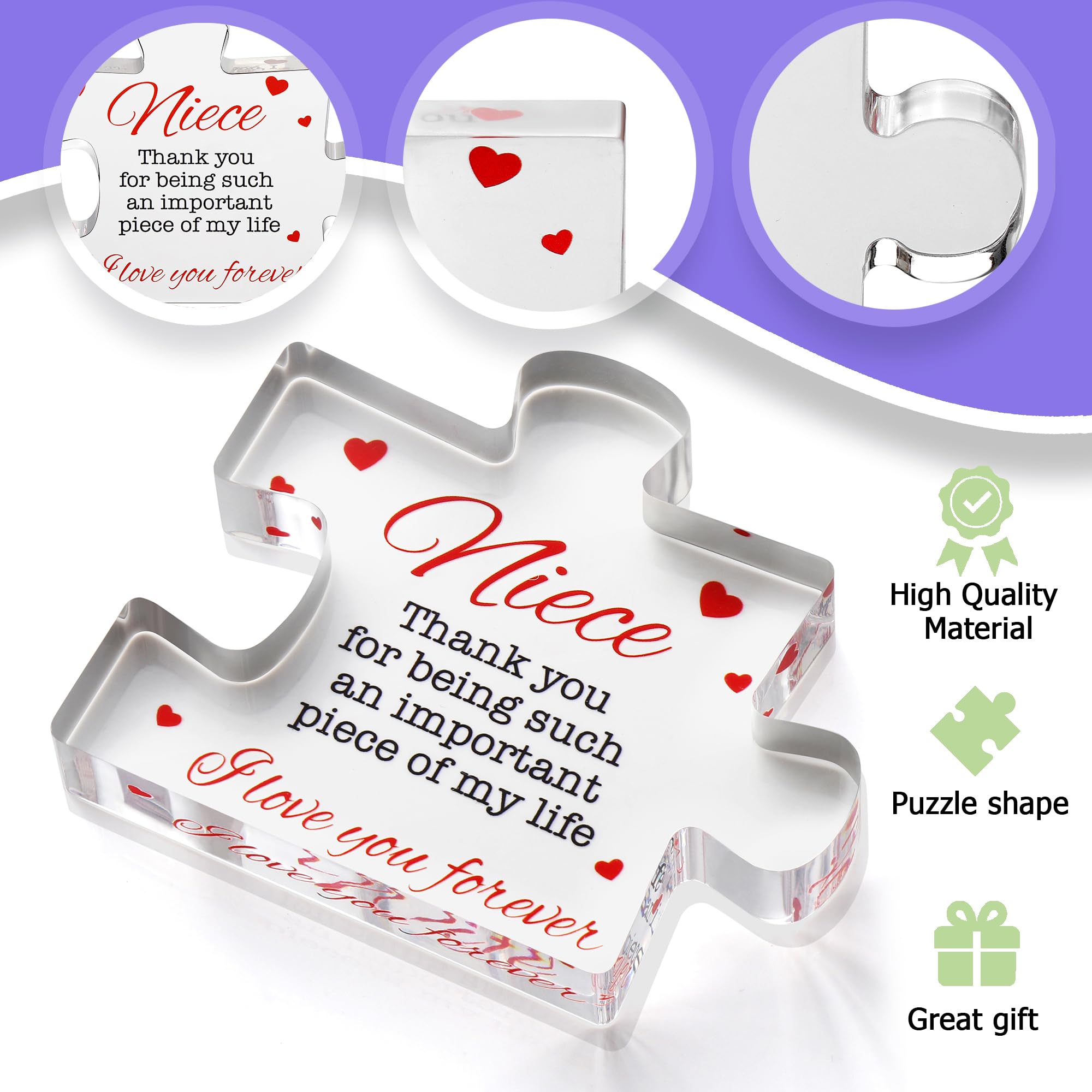 Engraved Acrylic Block Puzzle - Sentimental Gift for Her - Valentine's Day & Fiance Birthday Gift