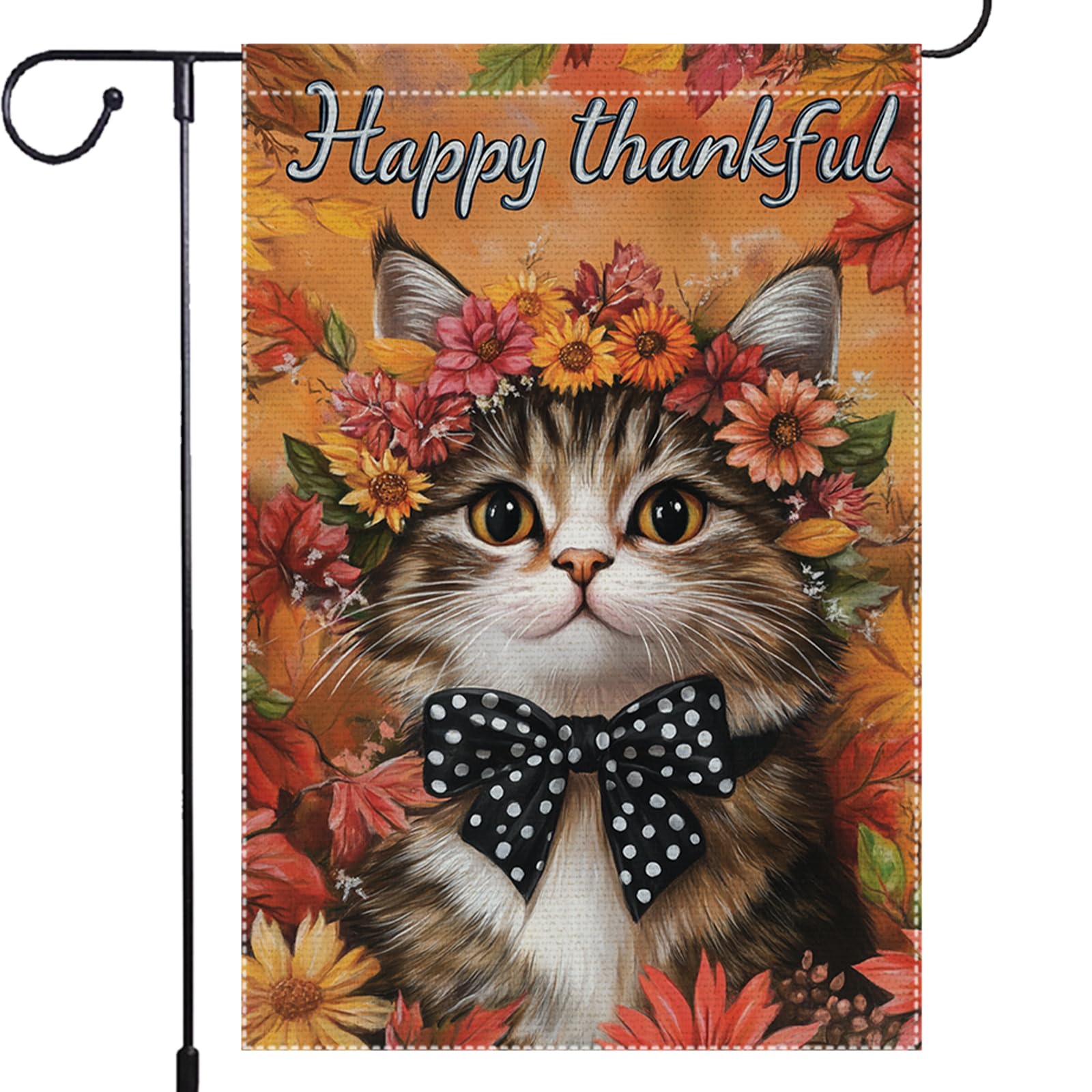 Hello Fall Garden Flag Cat Garden Flags 12x18 Inch Double Sided Vertical Autumn Farmhouse Home Decor Yard Lawn Outdoor Decorations