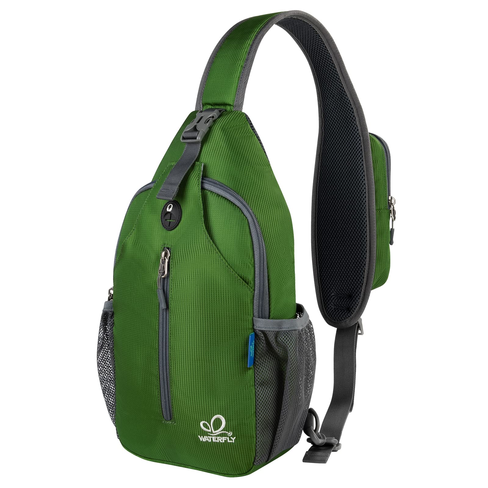 WATERFLY Crossbody Sling Backpack Sling Bag Travel Hiking Chest Bag Daypack (Black)