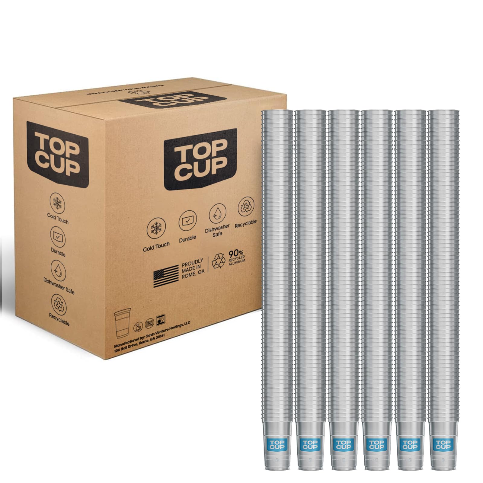 Top Cup America's 250th Birthday 20 oz Reusable Aluminum Party Cups 20 Count | Durable, Reusable & Recyclable, Made in USA