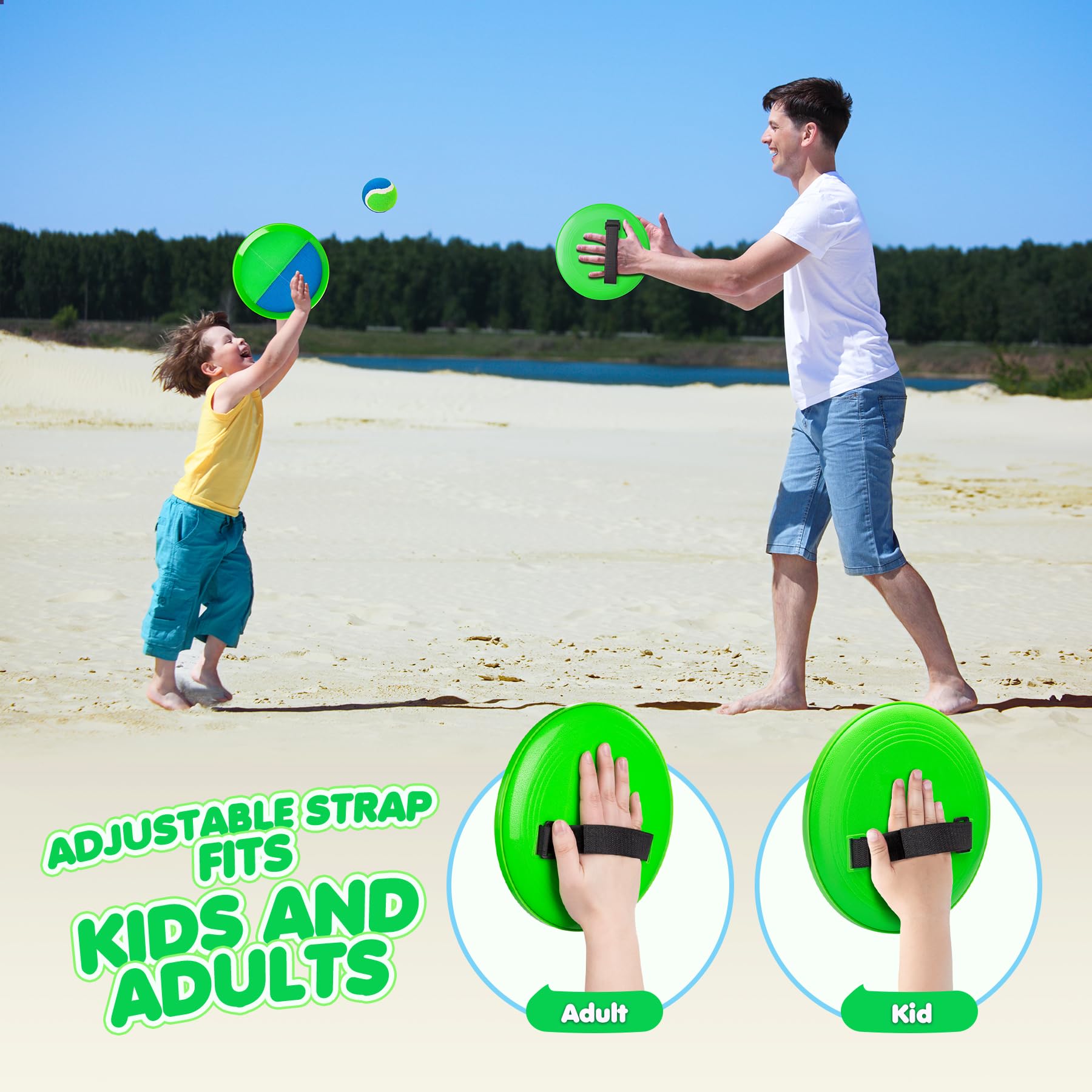 TEILLNET Toss and Catch Ball Set Upgraded - Kids Toys Beach Toys Baseball Games - Sturdy & Water-Resistant for Outdoor Pool Yard Games - Classic Gift for Boys Girls 3 4 5 6 7 8 9 10 11 12+ Years