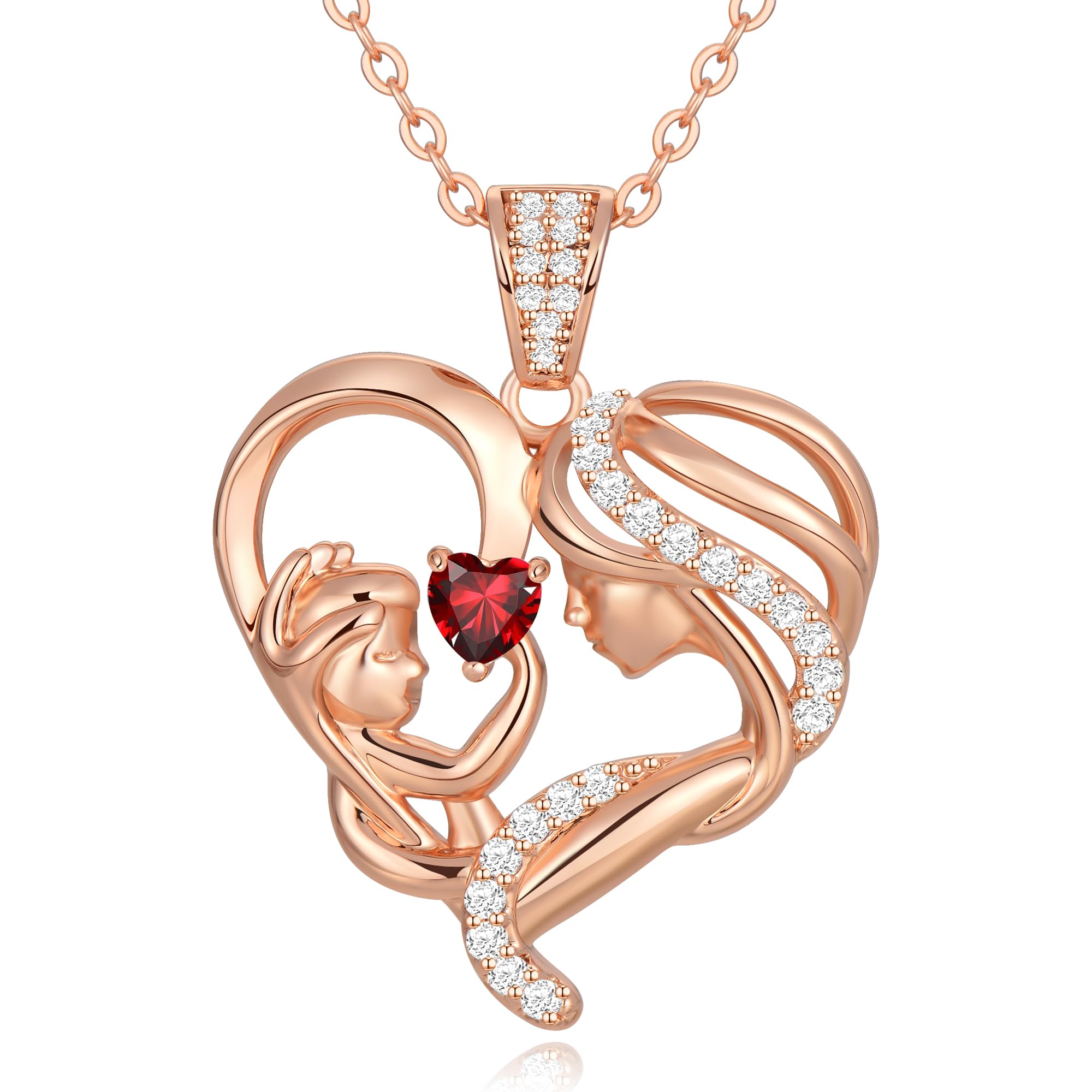 Mothers Day Gifts for Mom Wife Her Grandma, S925 Sterling Silver Birthstone Necklaces Jewelry for Women, Mother's Day Love Heart Pendant Necklace for Anniversary Birthday Christmas Day