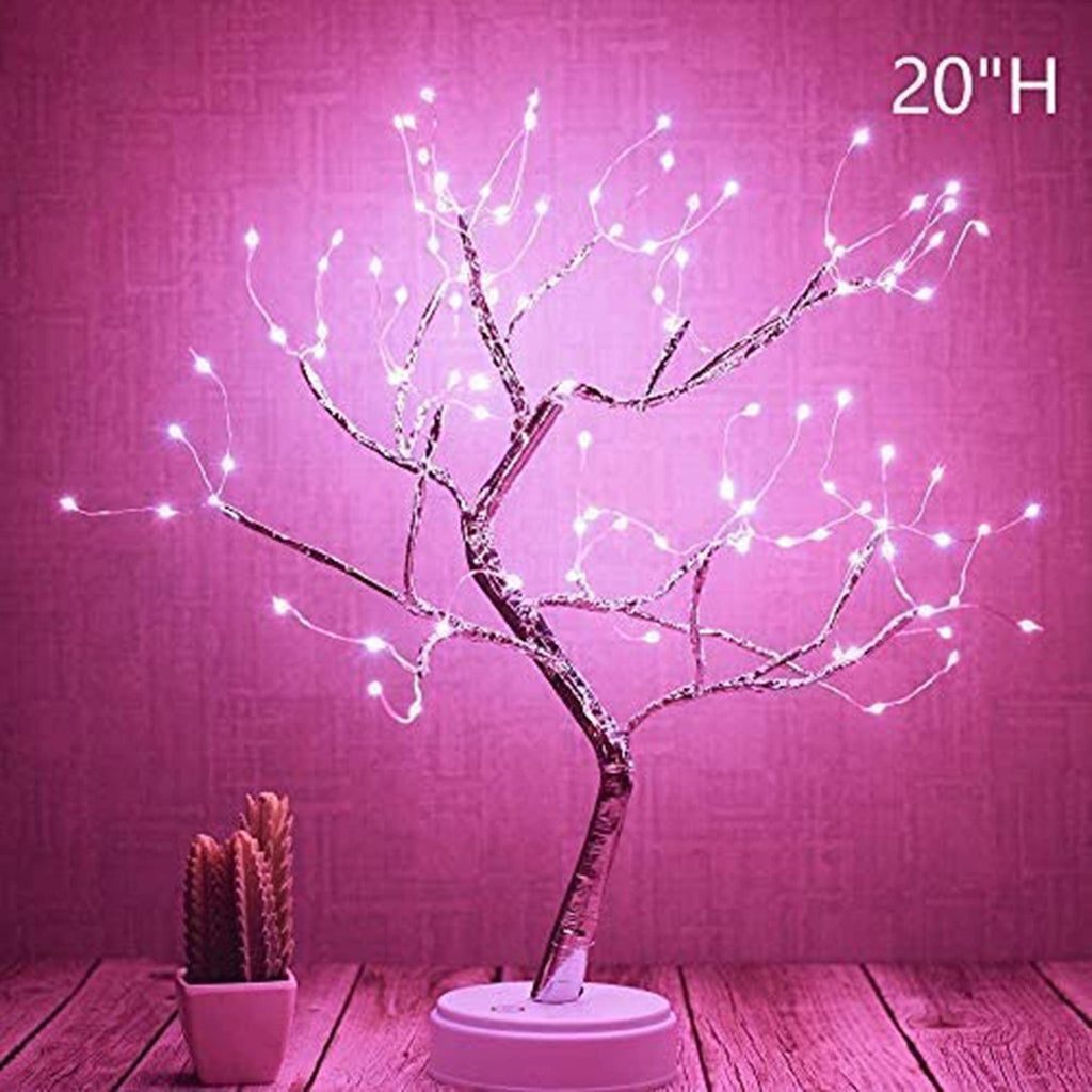 FuChsun Tabletop Bonsai Tree Light 108 LED Fairy Artificial Tree Lamp fot Room Party Home Centerpieces Decoration, Battery/USB Operated (Galaxy Glow Silver Branch)