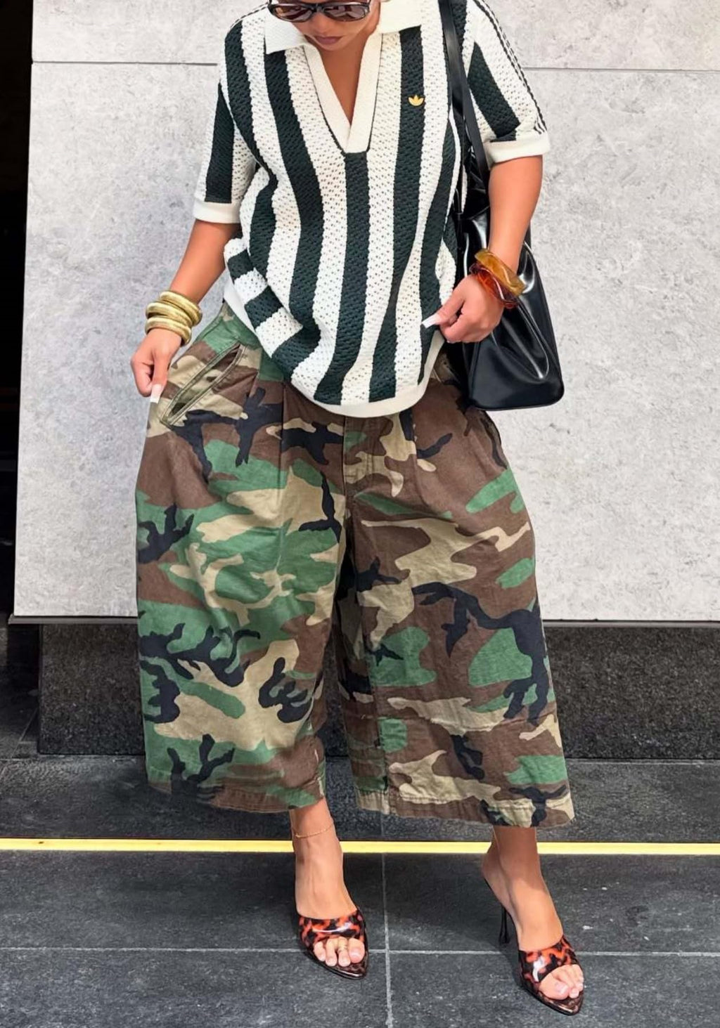 Unybwonn Women Baggy Cargo Jeans Camo Army Fatigue Wide Leg Harem Cropped Denim Pants Plus Size Camouflage Jean Trousers
