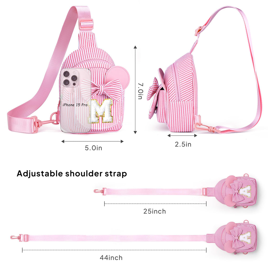 Birthday Gifts for Girls Kids, Personalized Small Initial Pink Sling Bag for Kid Girls | Small Initial Monogram Fanny Packs Crossbody Bag Purse for Girl Kid Year Old Birthday Gifts (Pink A)