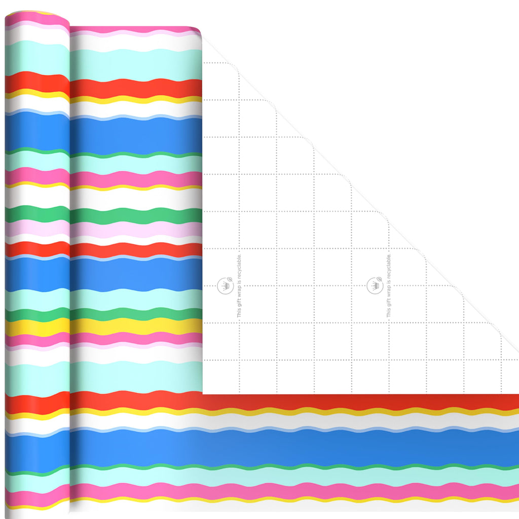 Hallmark All Occasion Wrapping Paper Bundle with Cut Lines on Reverse (Pack of 6; 180 sq. ft. ttl.) Solids, Polka Dots & Stripes for Birthdays, Easter, Mothers Day, Weddings, Baby Showers (5JXW1746)