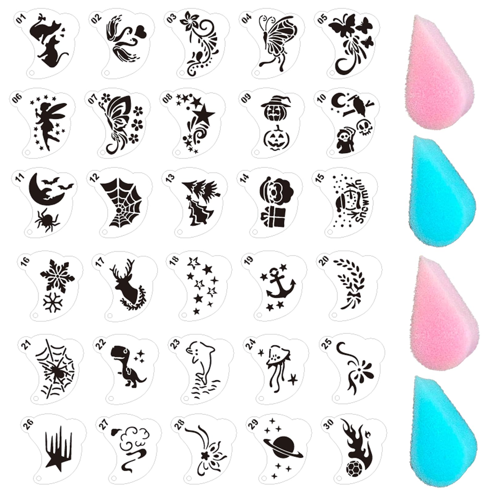 Face Painting Kit for Kids, 42 Colors Professional Face Paint Makeup Kit Non-Toxic Water Activated Facepaint Palette with Brush, Stencil, Sponge, Gem, for Party Halloween Christmas (42 Colors)