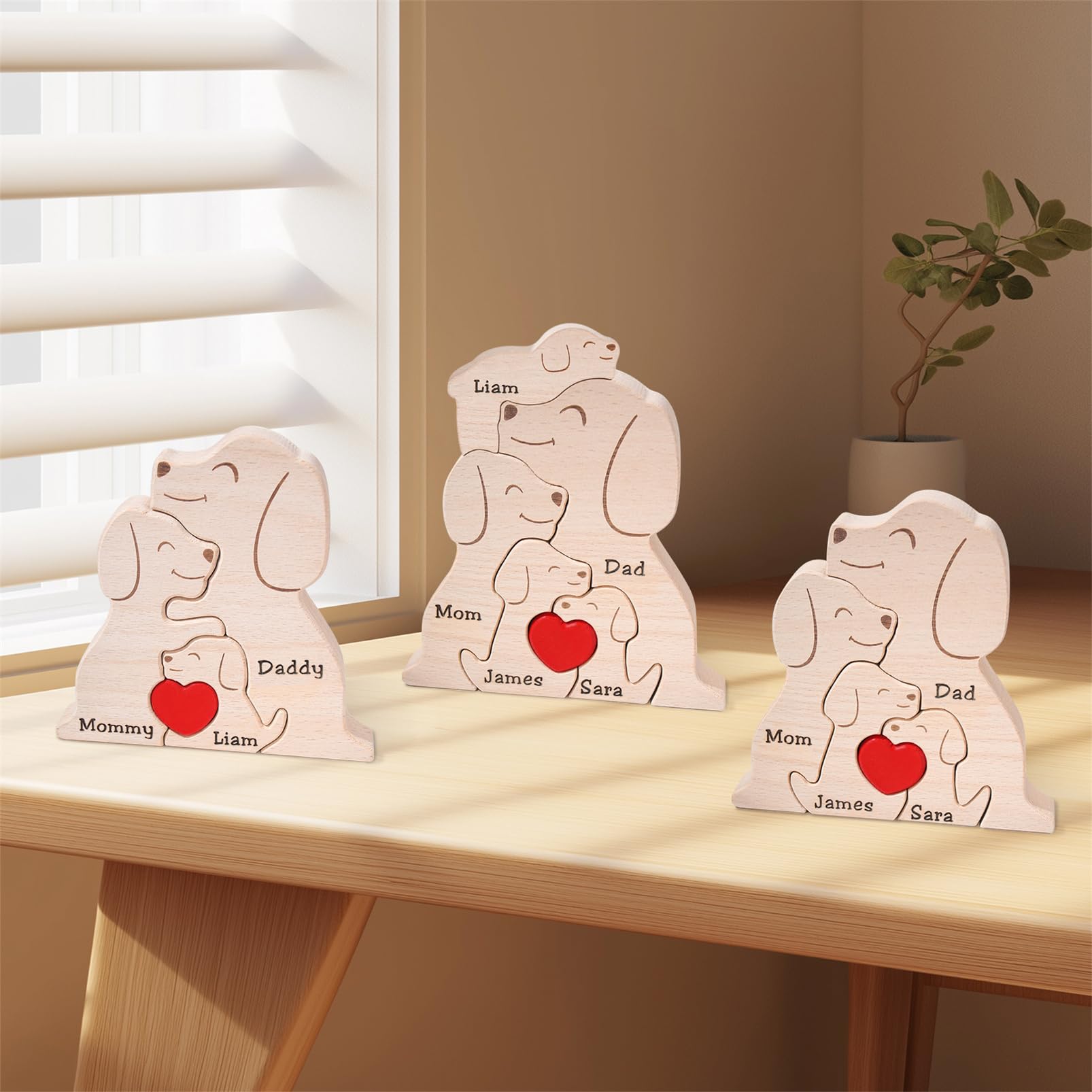 Personalized Family Name Puzzle with 2-8 Names Custom Wooden Bear Puzzle with Names Customized Wooden Puzzle Gifts for Christmas (Bear)