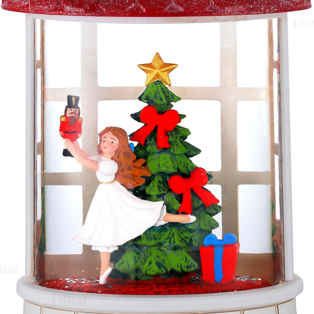 Snowman Christmas Snow Globe Lantern, Lighted Christmas Decorations for Home Candle Shaped Snow Lantern with Music Timer Glittering, Home Decor Festival Gife, USB & Battery Operated