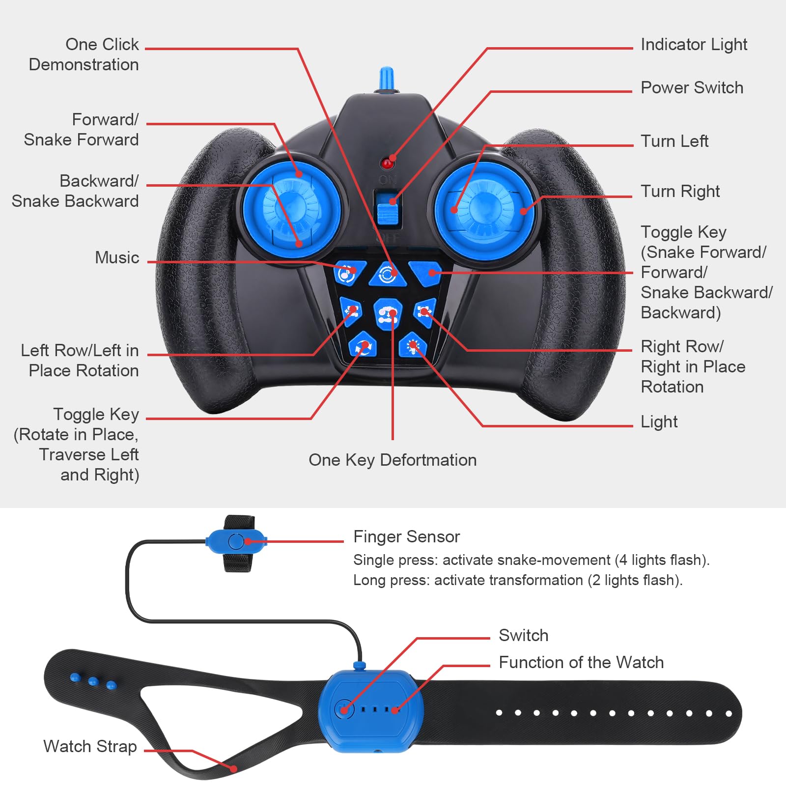 Fosgoit Gesture Sensing RC Stunt Car - Toys for 6-12 Years Old Boys Girls, 4WD Remote Control Car, Hand Controlled Car with Lights Music, Cool Birthday Gifts for Kids Age 6 7 8 9 10 11 12 Years Old