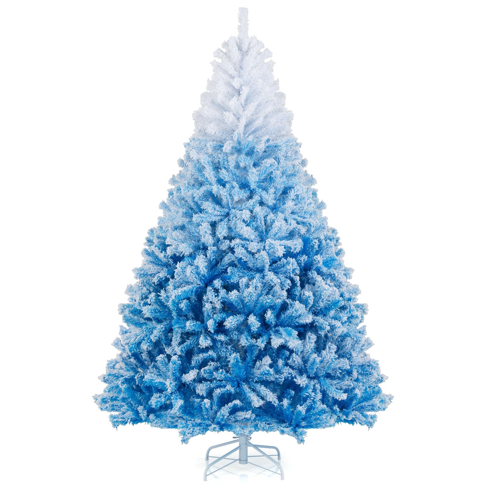 Goplus 7FT Pre-Lit Artificial Christmas Tree Auto-Spread/Close up Branches 11 Flash Modes with Multicolored 400 LED Lights & Metal Stand