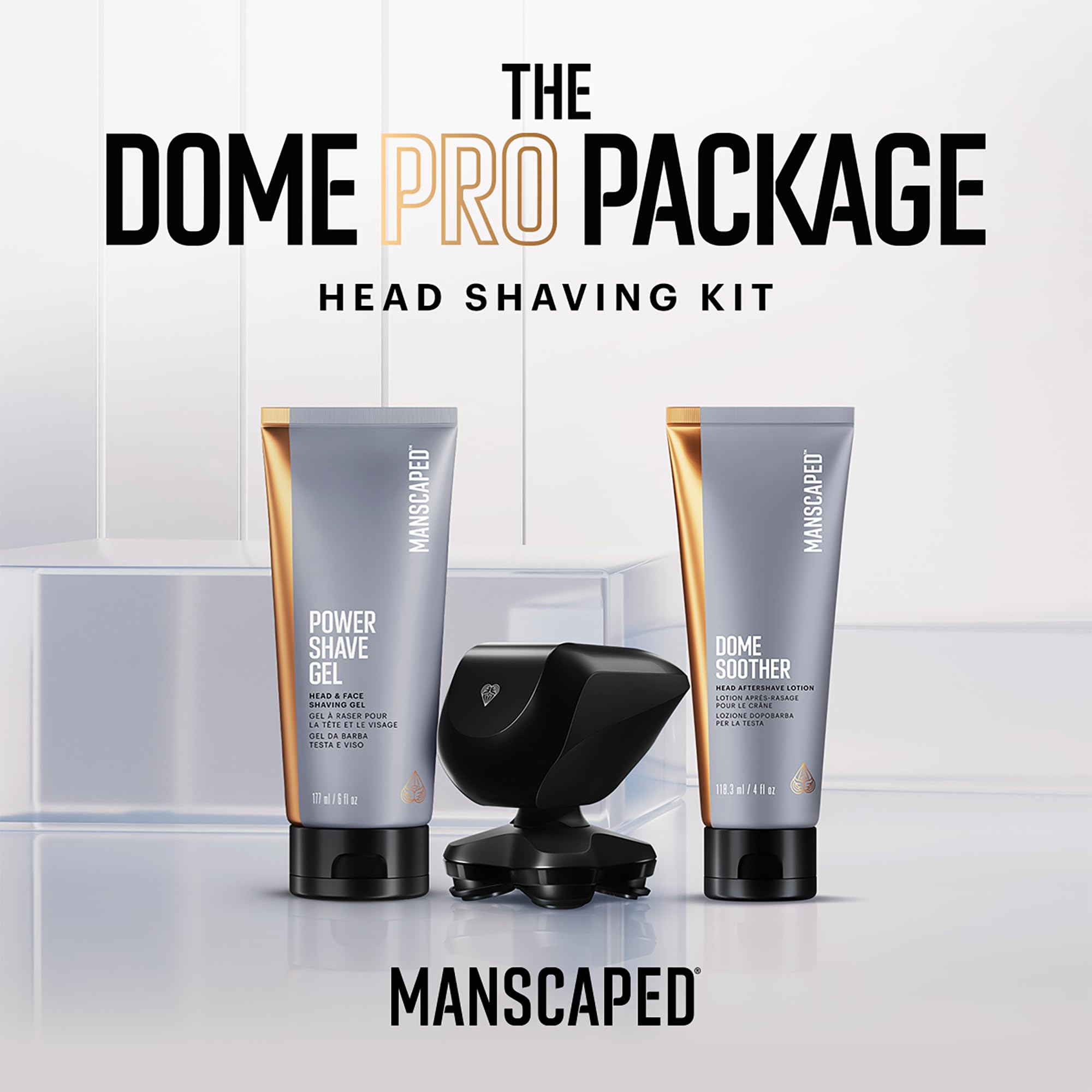 MANSCAPED® The Dome Shaver™ PRO Head Shaver for Bald Men – Five Rotary Blade Design with SkinSafe® & FlexAdjust Technology, Waterproof, USB-C & Wireless Charging Compatible with Travel Lock