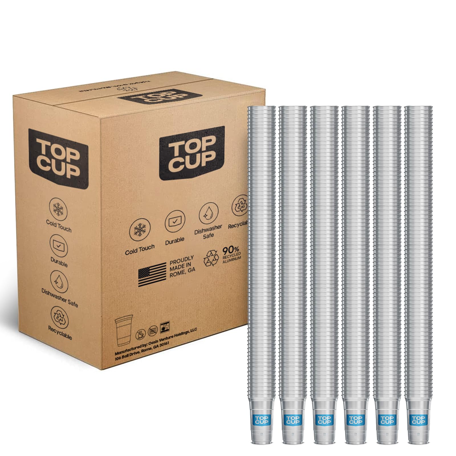 Top Cup America's 250th Birthday 20 oz Reusable Aluminum Party Cups 20 Count | Durable, Reusable & Recyclable, Made in USA