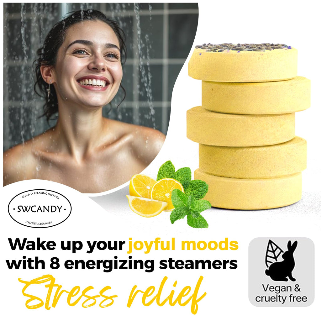 Shower Steamers Aromatherapy Birthday Gifts for Women - SWCANDY 8 Pcs Travel Essentials, Hotel Shower Spa Holidays Mom Wife Grandma Sister Her Self Care Relaxation with Natural Essential Oils Home