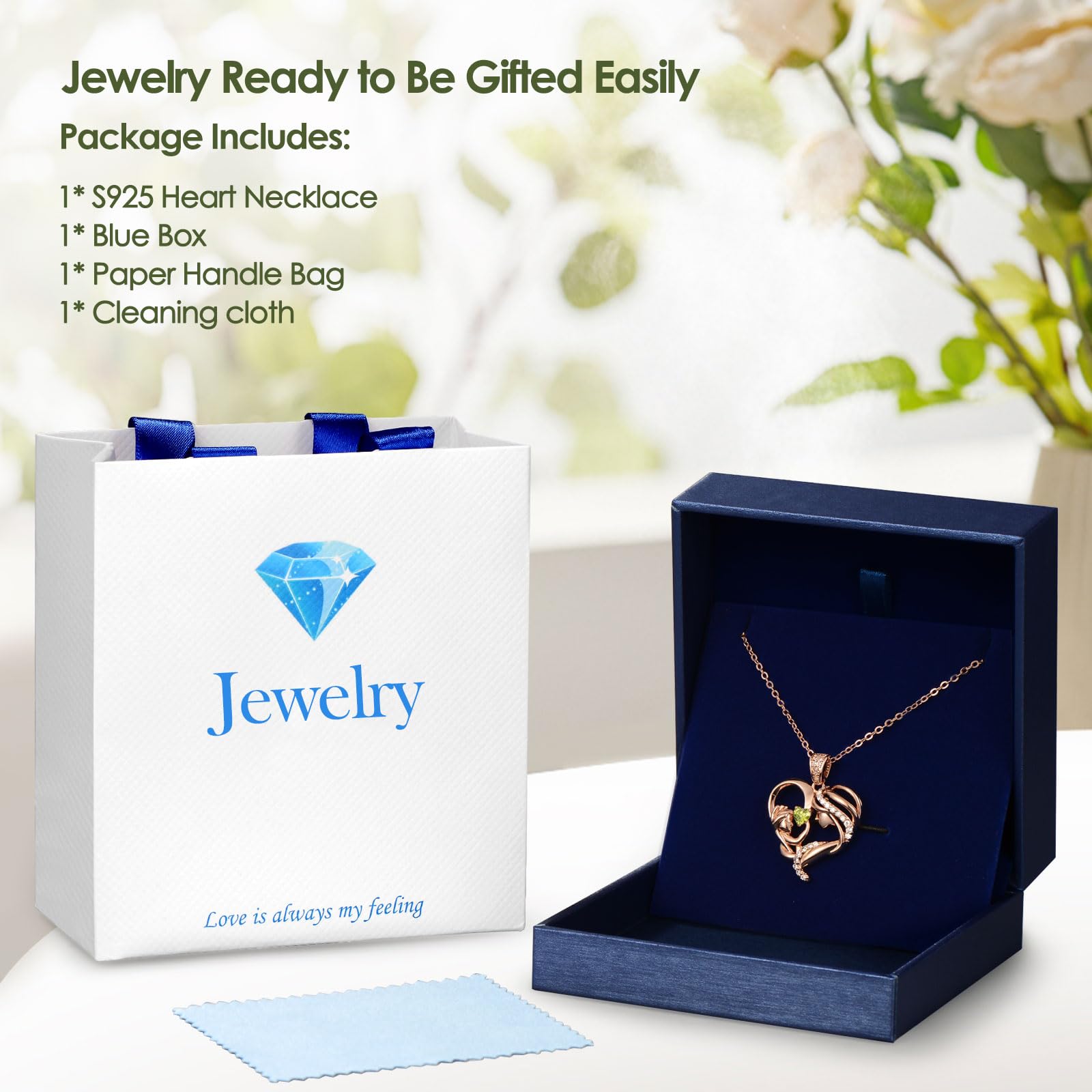 Mothers Day Gifts for Mom Wife Her Grandma, S925 Sterling Silver Birthstone Necklaces Jewelry for Women, Mother's Day Love Heart Pendant Necklace for Anniversary Birthday Christmas Day