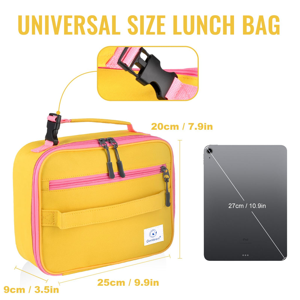 Genteen Lunch Box Kids, Insulated Lunch Bag Kids Boys Girls Back to School, Soft Lunch Box for Men Reusable Lunchbox for Office,Outdoor,School (Black)