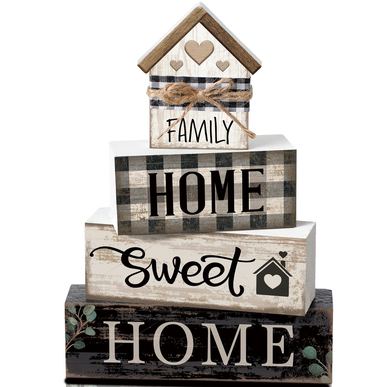 Moucuny 4 Pcs Christmas Table Decor Wooden Hot Cocoa Decoration Christmas Centerpiece Winter Tiered Tray Decor Decorative Red Hot Cocoa Block Signs Gift Farmhouse Xmas Decoration for Home Kitchen