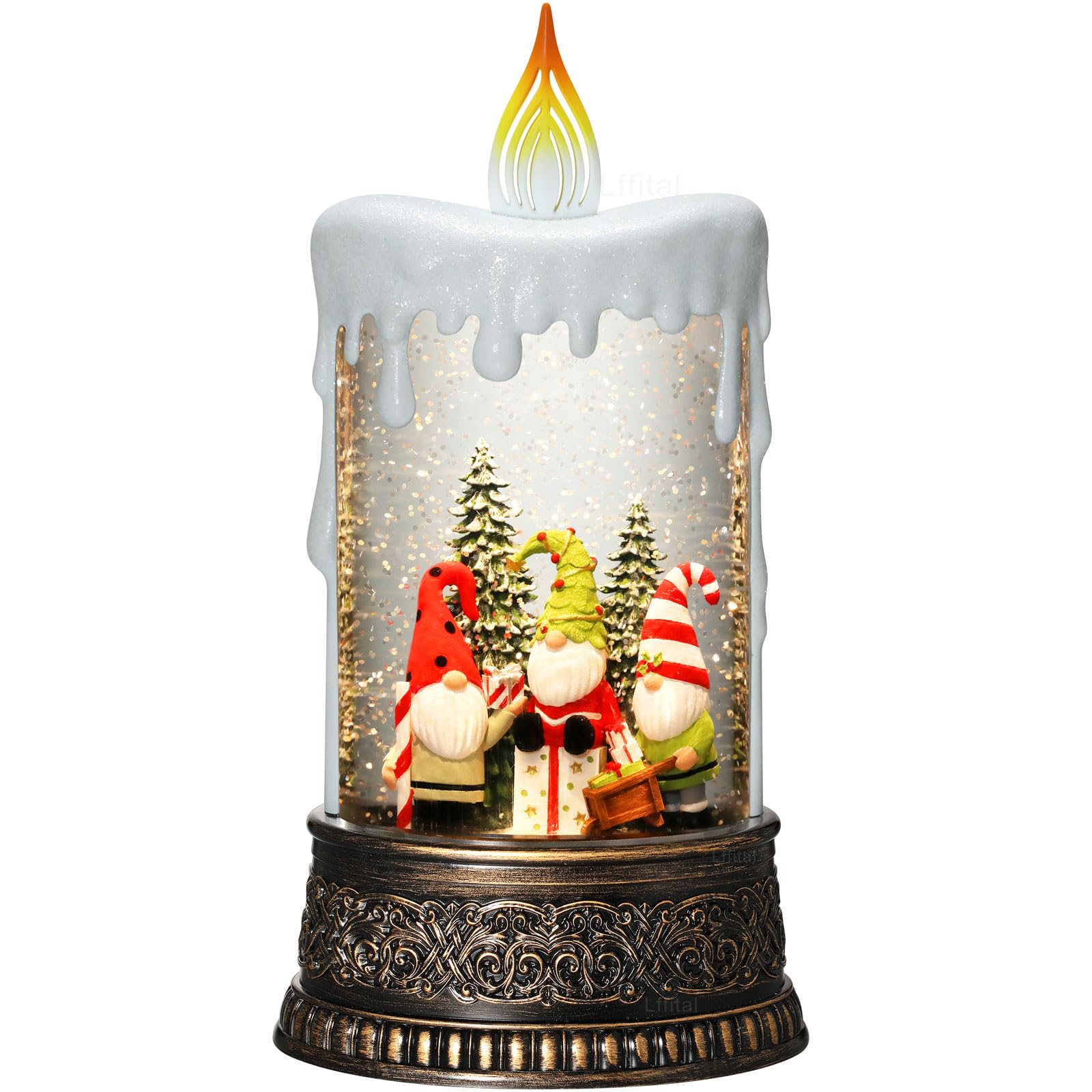 Snowman Christmas Snow Globe Lantern, Lighted Christmas Decorations for Home Candle Shaped Snow Lantern with Music Timer Glittering, Home Decor Festival Gife, USB & Battery Operated