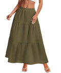 Womens Maxi Skirt Boho Long Flowy Skirts Trendy Summer 2026 Tiered Ruffle Skirt A Line Casual Beach Vacation Dress