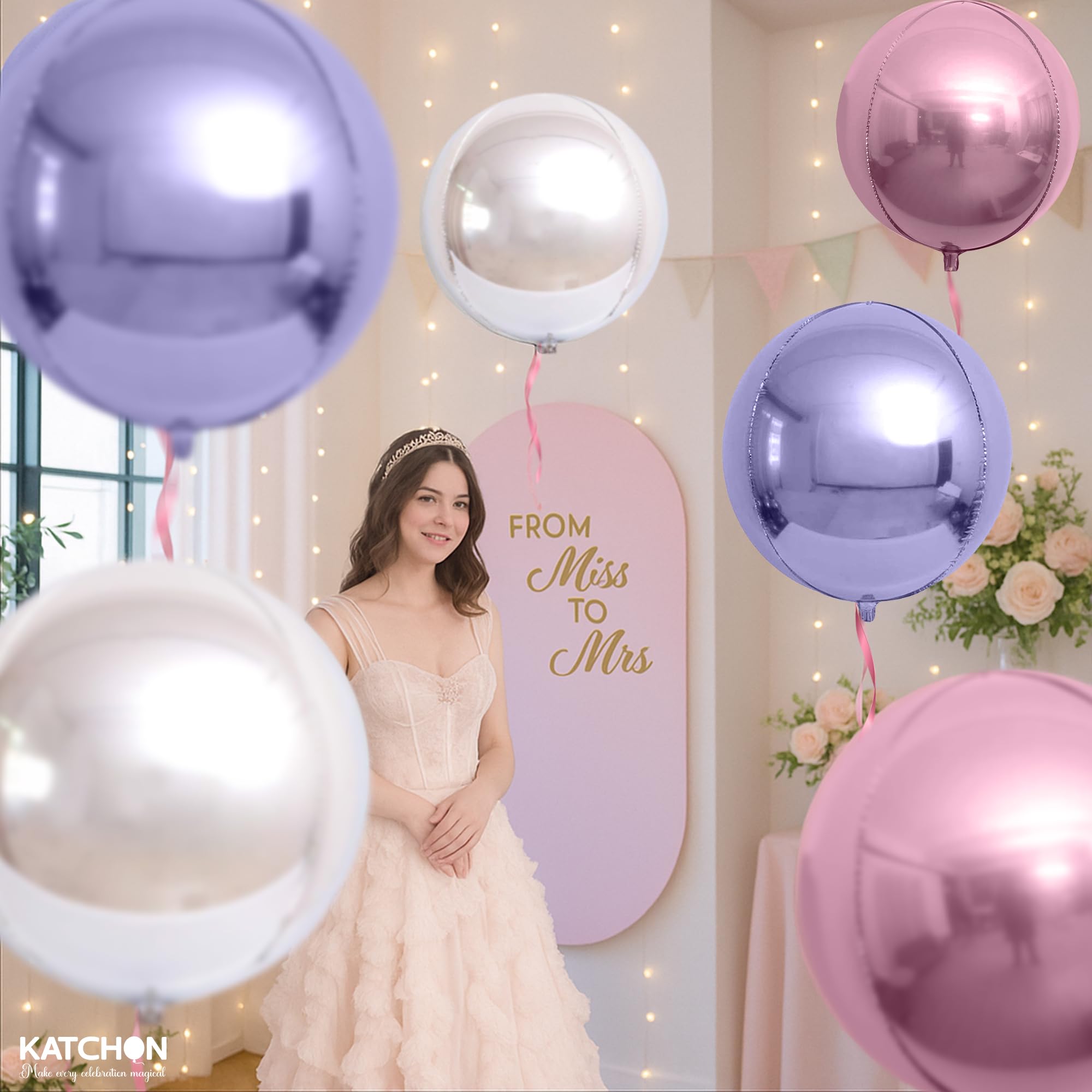KatchOn, Big Silver Disco Ball Balloons - 22 Inch, Pack of 6 | Disco Party Decorations, 4D Sphere Disco Balloons for 70s Theme Party Decor, Bachelorette Party Decorations | Graduation Decorations 2026
