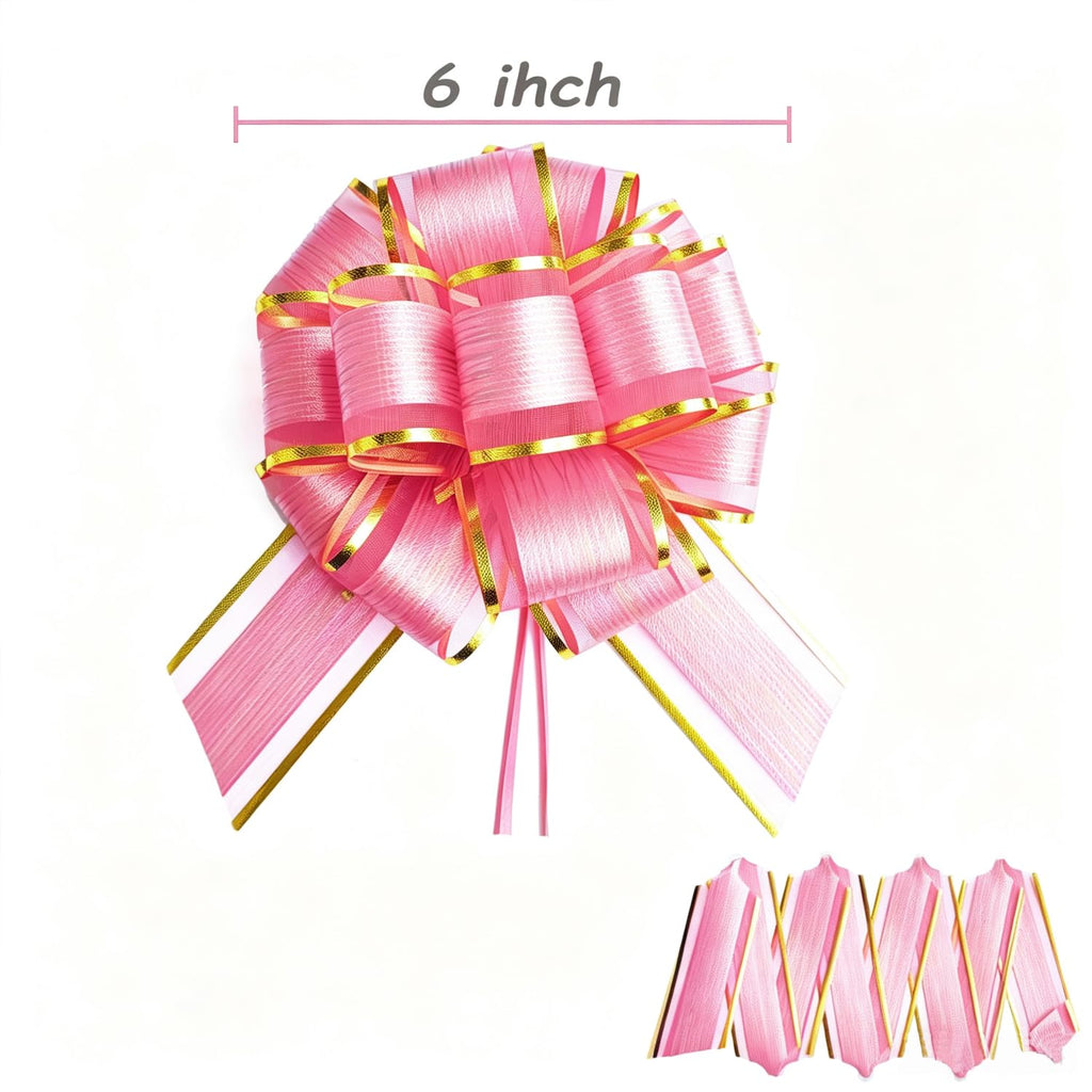 6 PCS Large Pull Bows, Gift Wrapping Bows, Gift Wrapping Ribbon Pull Bows Gift Bows for Wedding, Birthday, Christmas, Valentine's Day, Gift Baskets, Party, Presents Decor, Holiday Decor (Blue)