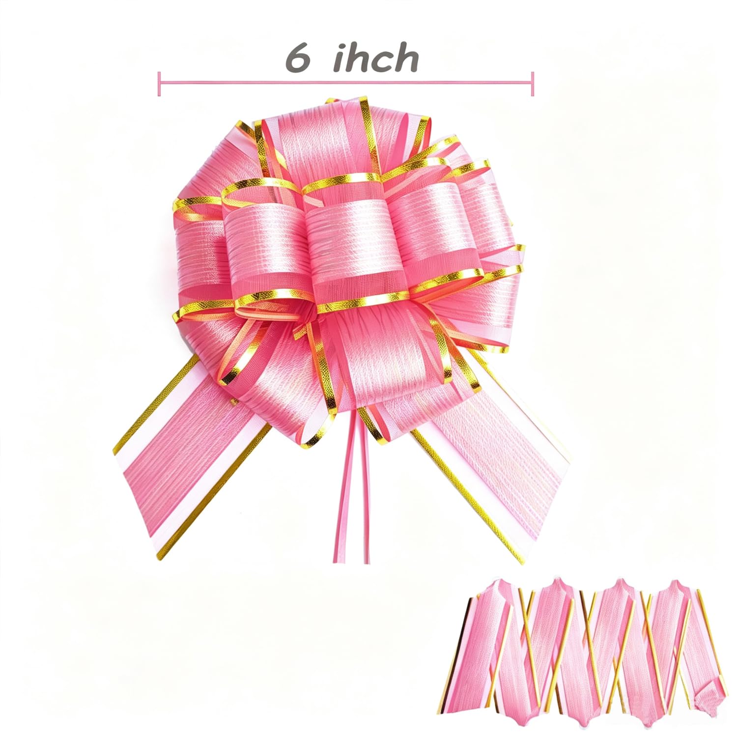 6 PCS Large Pull Bows, Gift Wrapping Bows, Gift Wrapping Ribbon Pull Bows Gift Bows for Wedding, Birthday, Christmas, Valentine's Day, Gift Baskets, Party, Presents Decor, Holiday Decor (Blue)