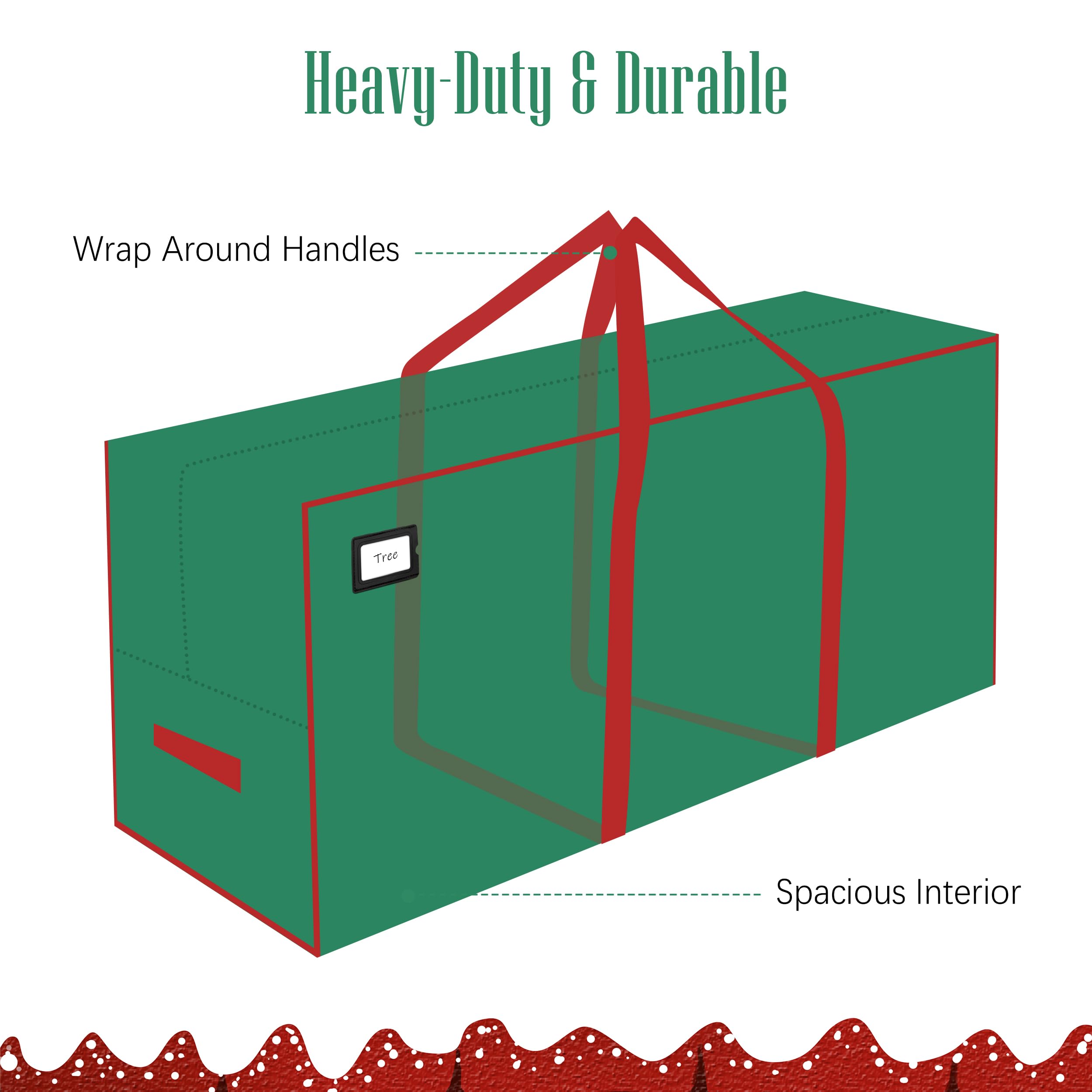 Cosy Family 7.5 ft Christmas Tree Storage Bag - Durable Heavy Duty Extra Large Artificial Xmas Holiday Tree Bag with Reinforced Handles and Dual Zippers Wide Opening - Red
