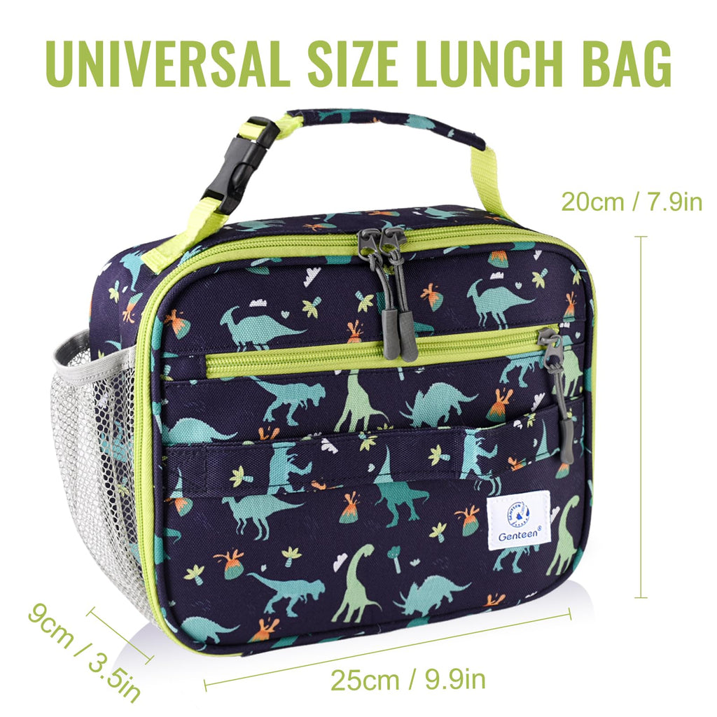 Genteen Lunch Box Kids, Insulated Lunch Bag Kids Boys Girls Back to School, Soft Lunch Box for Men Reusable Lunchbox for Office,Outdoor,School (Black)