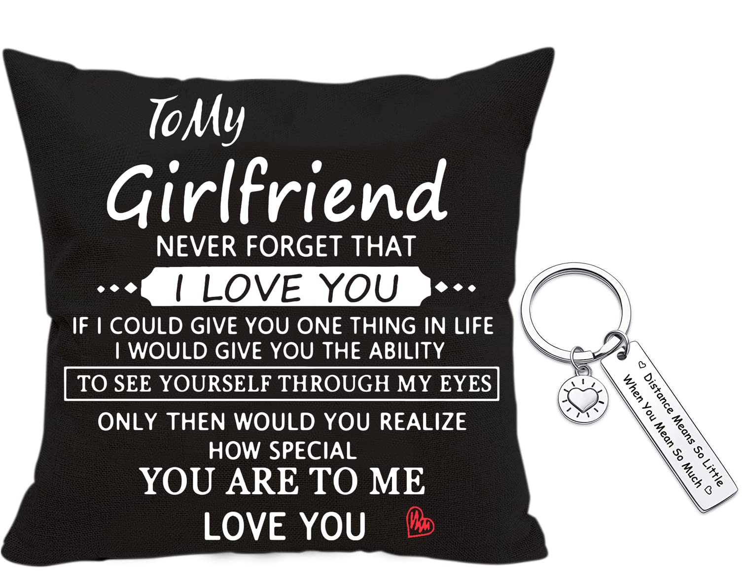 Anrkets Two Sided Printing Lover Pillow Cover I Love You Hug This Pillow Until You Can Hug Me, Valentine's Day Birthday Gifts for Girlfriend Cotton Linen Square Decorative Waist Pillowcase 18"x 18"