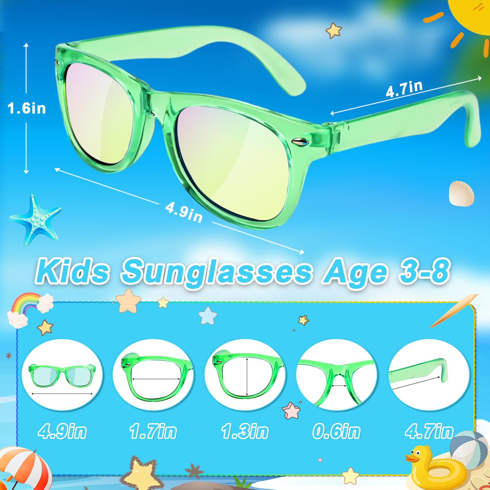 AILEHO Kids Sunglasses Bulk Party Favors - 24 Packs Boys Girls Sunglasses for Kids Age 3-8 with UV 400 Protection, Neon Sunglasses for Kids Party