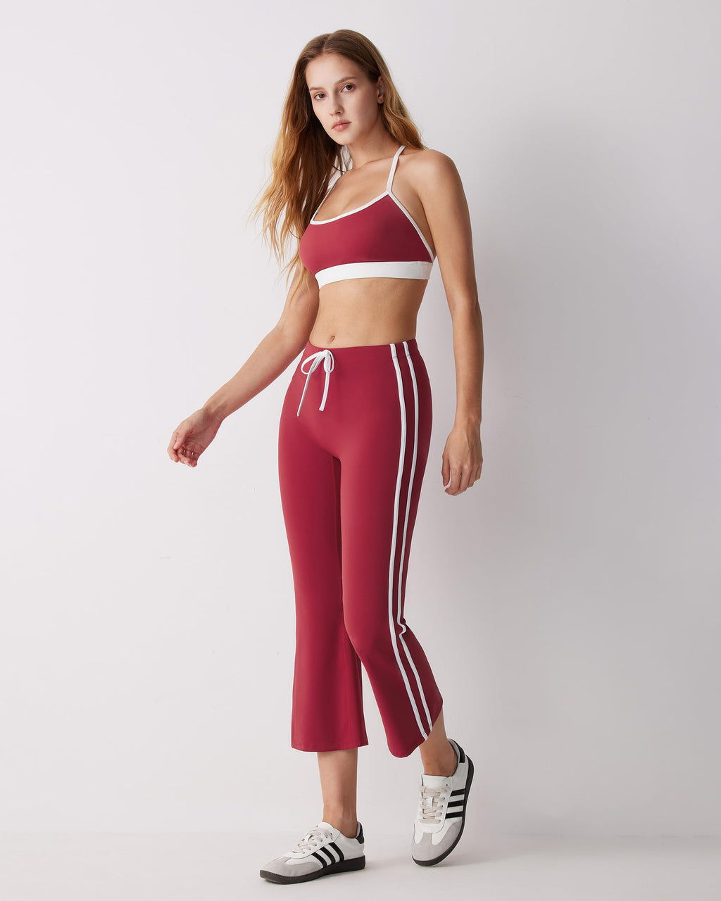 MOOSLOVER Women Flare Capri Yoga Pants High Waisted Side Stripe Drawstring Bootcut Flared Cropped Leggings