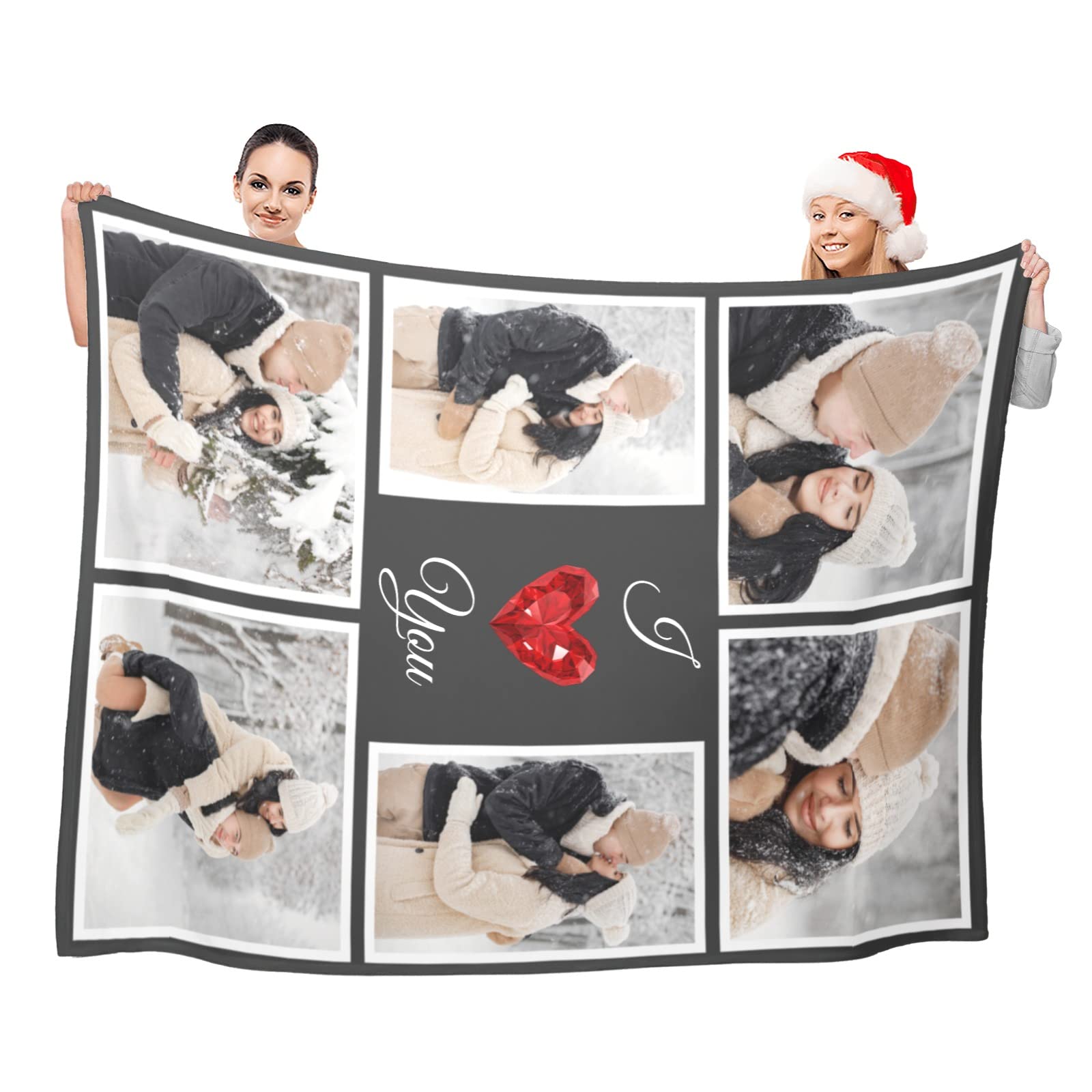 inkArts Custom Blanket Throws with Photos Text Personalized with Picture Customizable, Customize for Mom, Dad, Couple, Girlfriend, Boyfriend, Husband & Wife