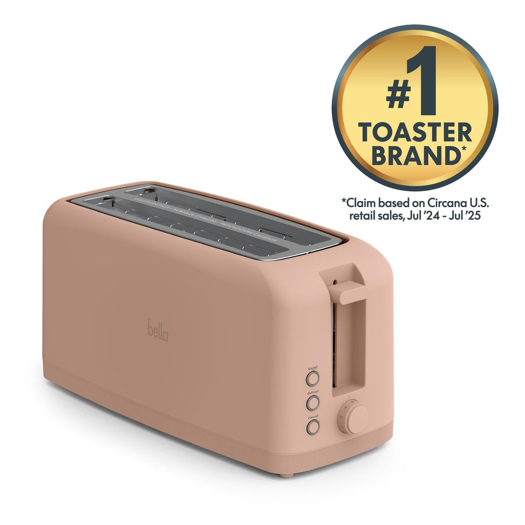 bella 2 Slice Slim Toaster, Fits-anywhere™ Kitchenware, 6 Setting Shade Control with Reheat & Cancel Buttons, Fits Sourdough, 10” Long Slot, Anti Jam & Auto Shutoff, 900 Watt, Surf