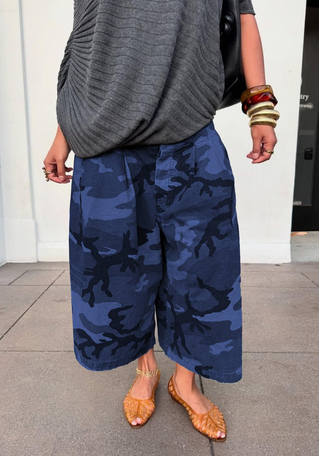 Unybwonn Women Baggy Cargo Jeans Camo Army Fatigue Wide Leg Harem Cropped Denim Pants Plus Size Camouflage Jean Trousers