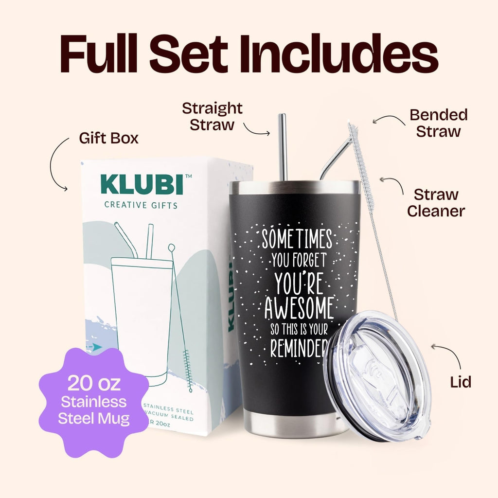 Birthday Gifts for Women Friendship - Purple Gifts for Women Coffee Mug 14oz Sometimes You Forget You're Awesome Unique Gift Idea for Older Women Over 50, 60, Inspirational Cup for Mom, Her
