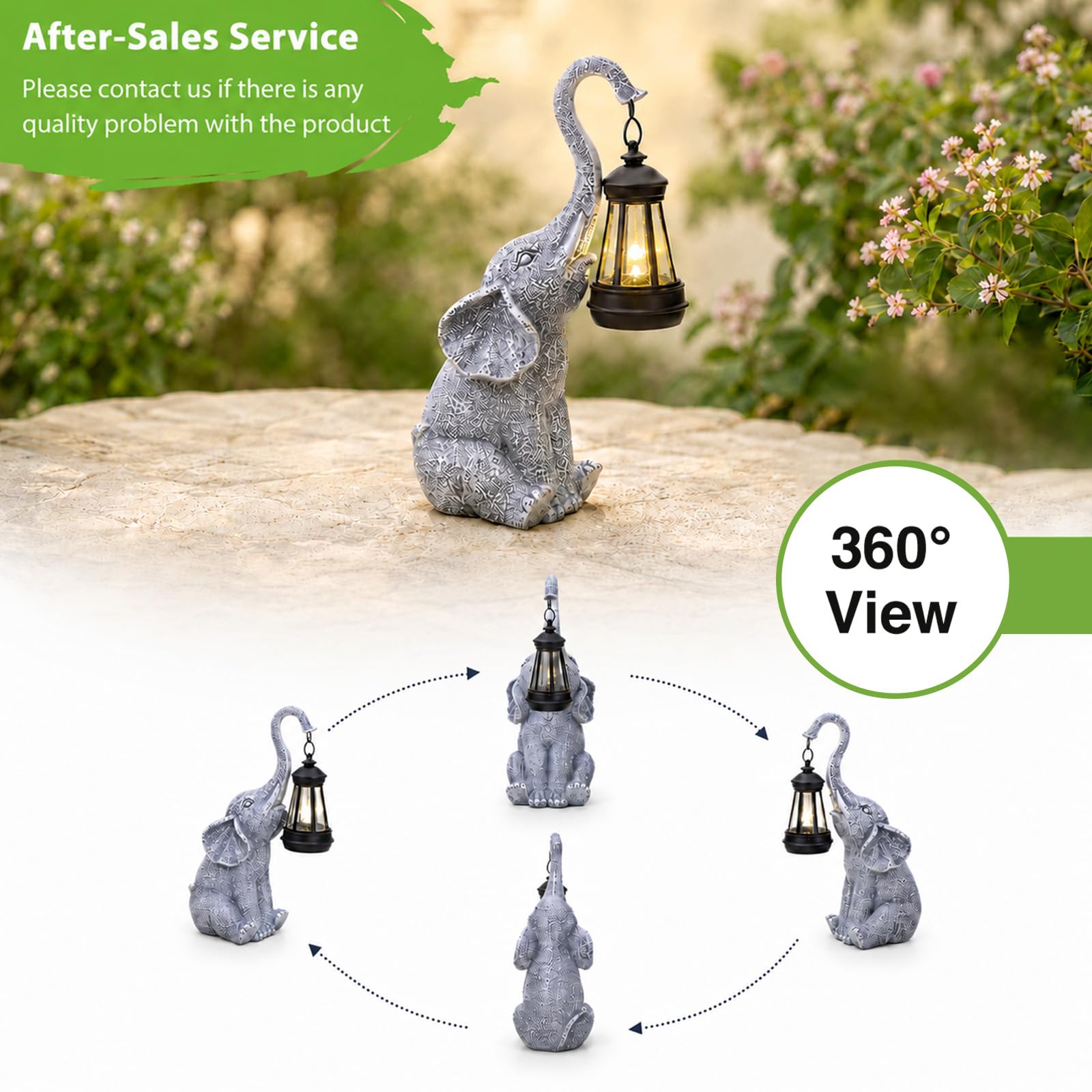 Goodeco Elephant Statue for Garden Decor with Gift Appeal - Ideal Gifts for Women, Mom or Birthdays, Beautifully Crafted Outdoor & Home Decor to Wow Your Guests (11" Elephant)