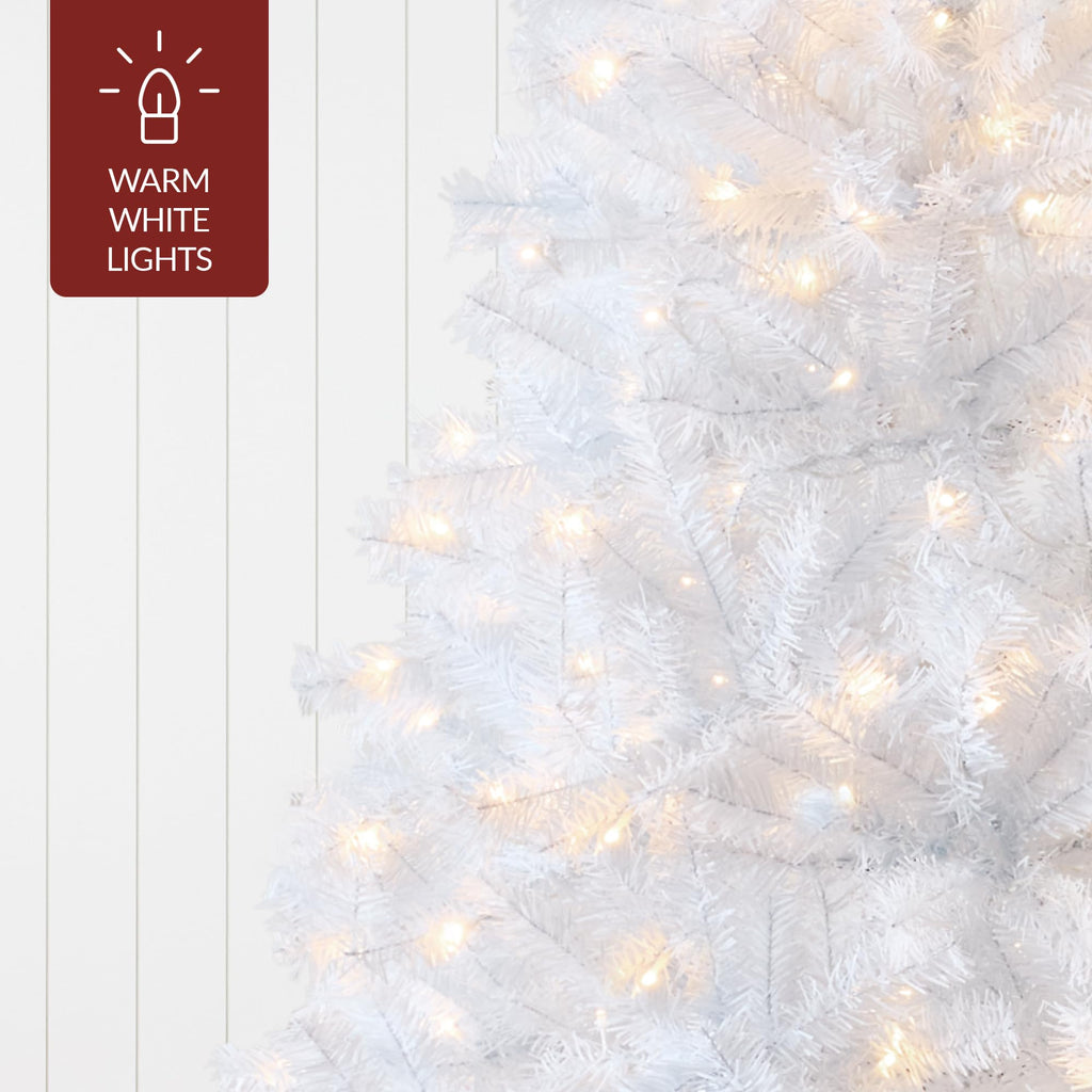 Best Choice Products White Christmas Tree 6ft Pre-Lit Artificial Pine Tree Premium Holiday Decoration w/Warm White Lights, Stand, Easy Assembly