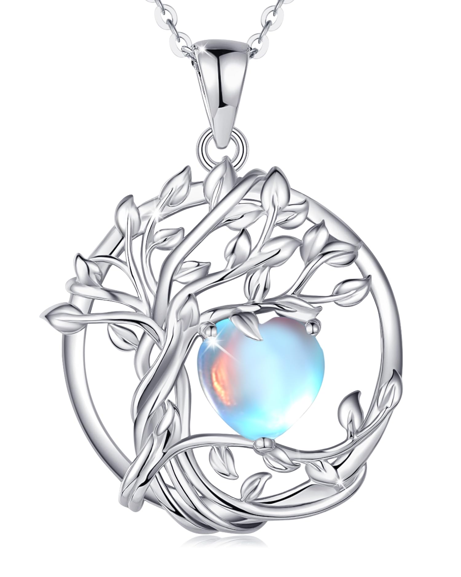 FANCIME Tree of life Birthstone necklace Sterling Silver Pendant Birthstone Necklace Gemstone Anniversary Birthday Jewelry Mothers Day Gifts for Mom Her Wife