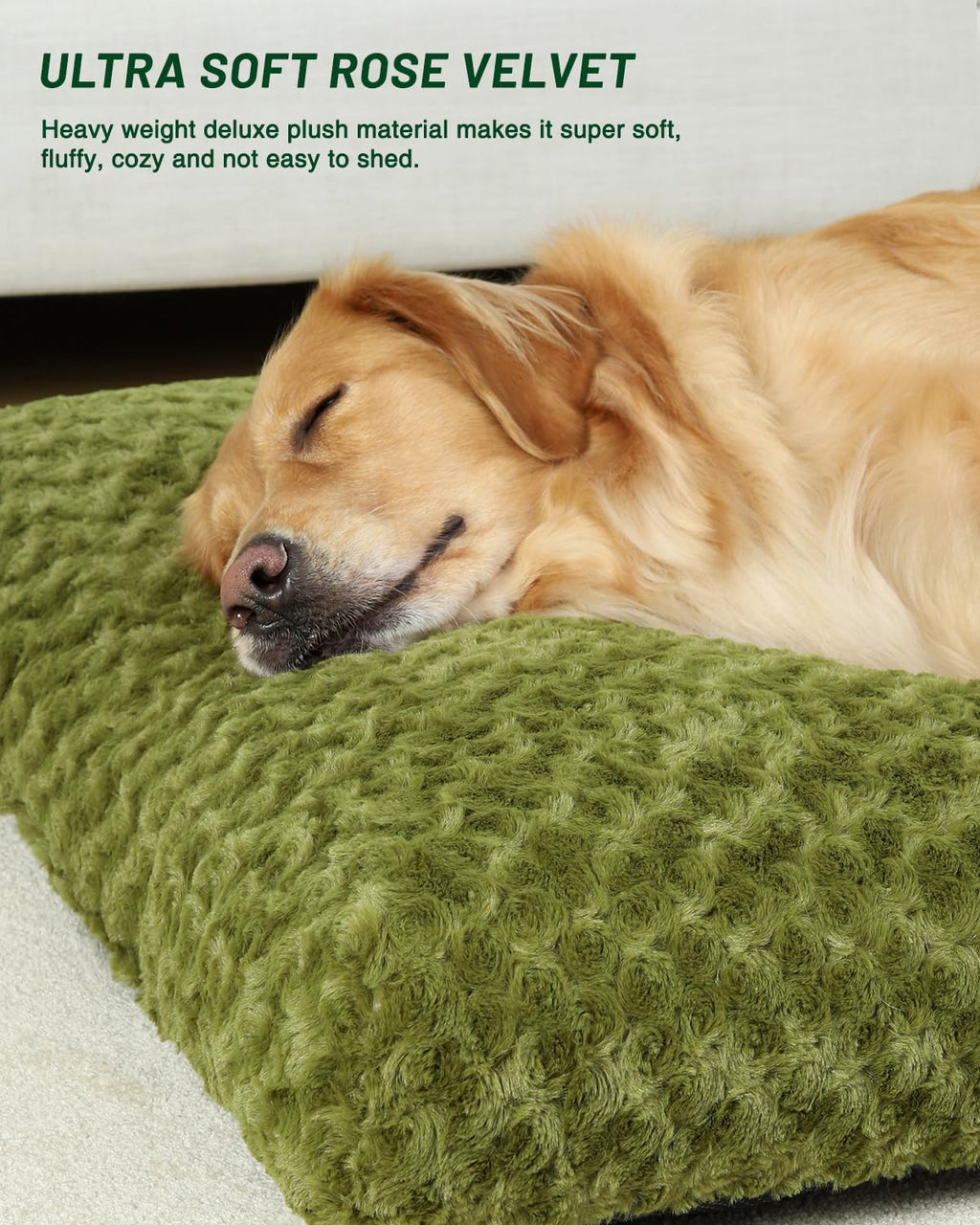 KSIIA Washable Dog Bed Deluxe Plush Dog Crate Beds Comfy Kennel Pad Anti-Slip Pet Sleeping Mat for Large, Jumbo, Medium, Small Dogs Breeds, 35" x 23", Gray