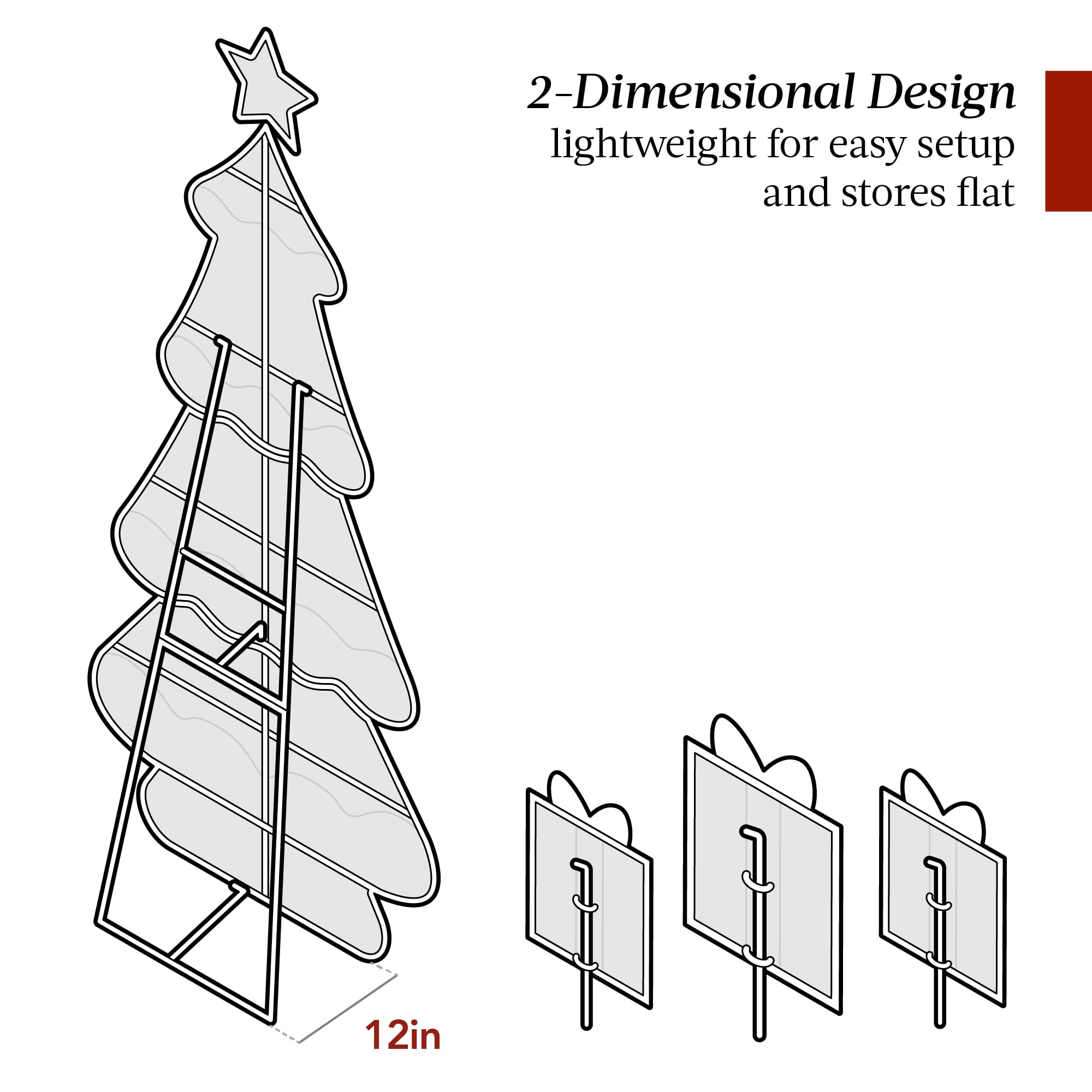 Best Choice Products 6ft Lighted 2D Christmas Tree Outdoor Décor, Large Holiday Yard Decoration w/ 170 Twinkling LED Lights, Storage Bag - Red