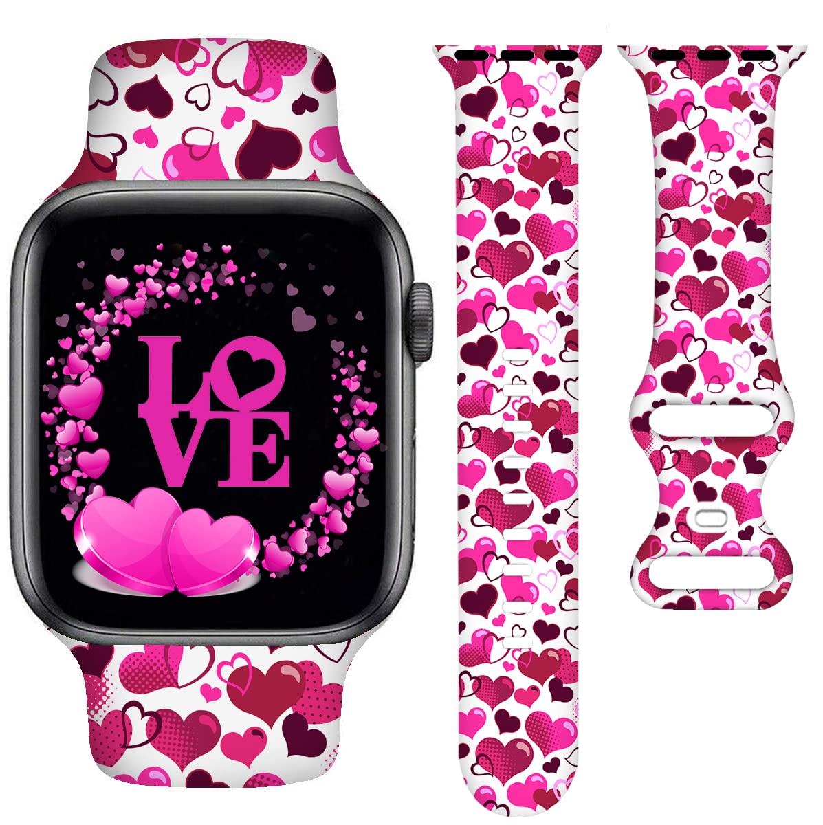 Holiday Watch Bands Compatible Watch 38mm 40mm 41mm 42mm for Women Men, Adjustable Soft Silicone Replacement Smartwatch Wristband for SE Series 8/7/6/5/4/3/2/1