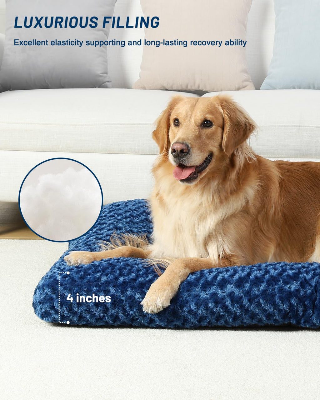 KSIIA Washable Dog Bed Deluxe Plush Dog Crate Beds Comfy Kennel Pad Anti-Slip Pet Sleeping Mat for Large, Jumbo, Medium, Small Dogs Breeds, 35" x 23", Gray