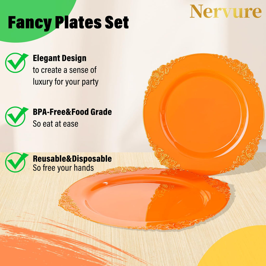 Nervure 175PCS Clear Blue Plastic Plates - Plastic Dinnerware Set Include 25Dinner Plates, 25Dessert Plates, 25Cups, 25Forks, 25Knives, 25Spoons, 25Napkins Perfect for Wedding & Party