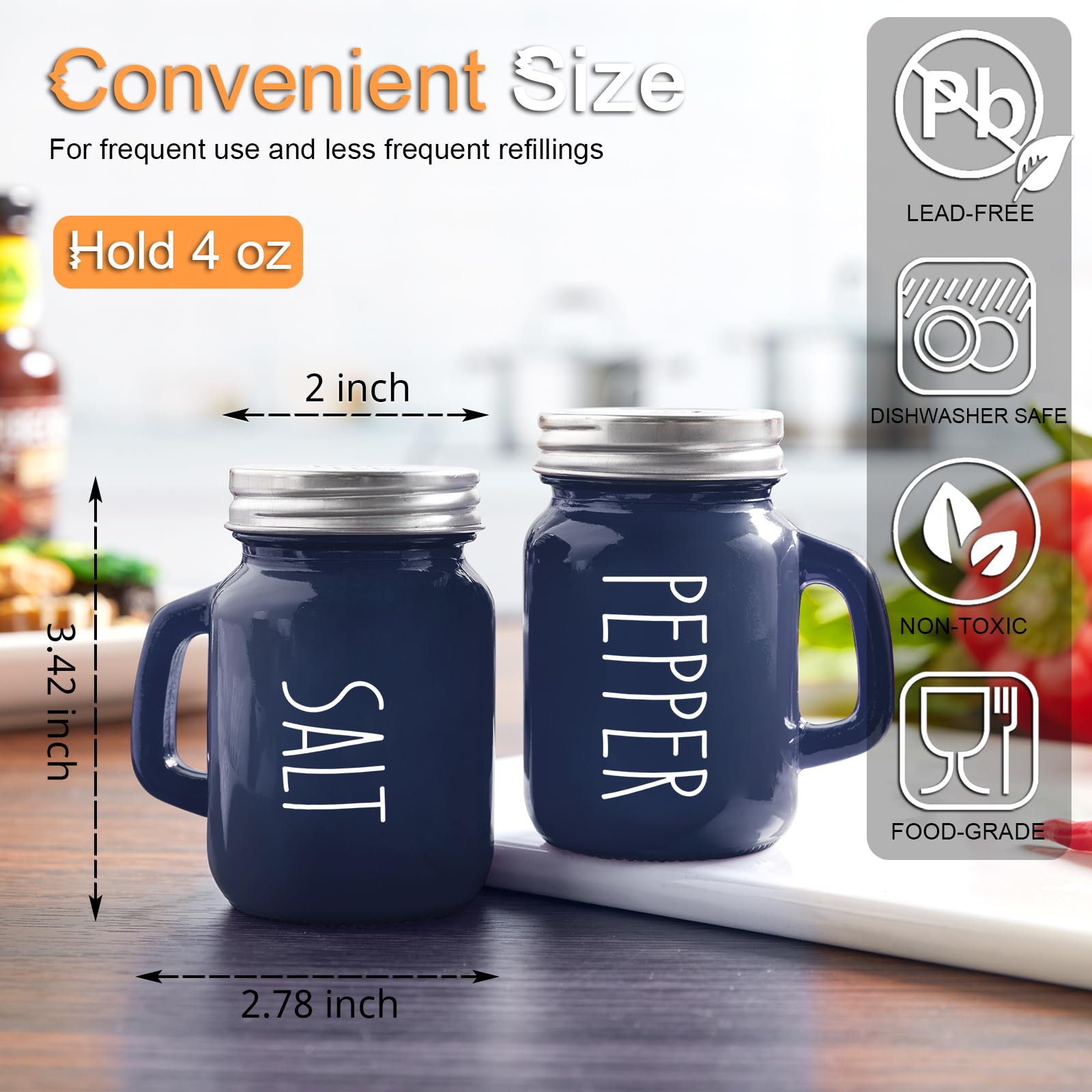 Red Salt and Pepper Shakers Set, ZOSUJO 4 oz Cute Modern Glass Christmas Red Shaker Sets with Stainless Steel Lids, Red Kitchen Decor and Accessories for Home Restaurants Weddings
