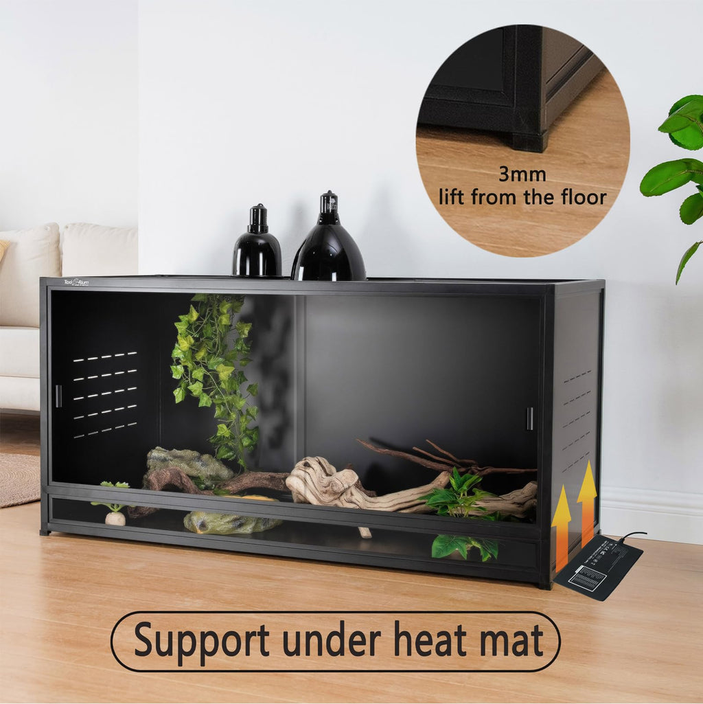 PVC Reptile Enclosure 3 Tier 40"x16"x16" with Spacers, 44 Gallon Reptile Tank Habitat, Space Saving Stackable Reptile Terrarium for Bearded Dragon Gecko Snake Lizard, Sliding Glass Doors Lock