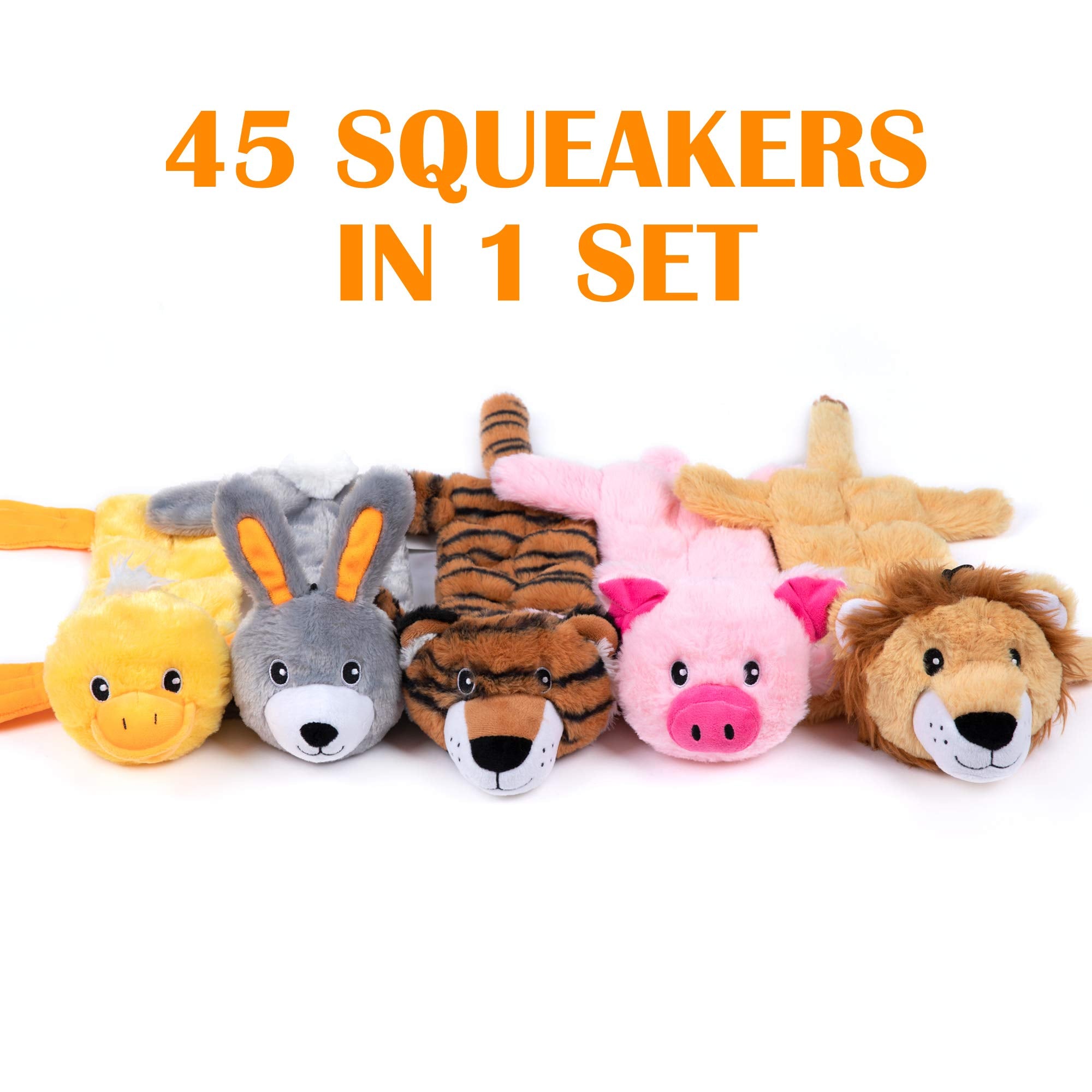 Nocciola Dog Squeaky Toys, 5 PCS Crinkle Plush Dog Toys, No Stuffing Dog Toys for Small Medium Large Dogs, Stuffless Puppy Toys for Boredom