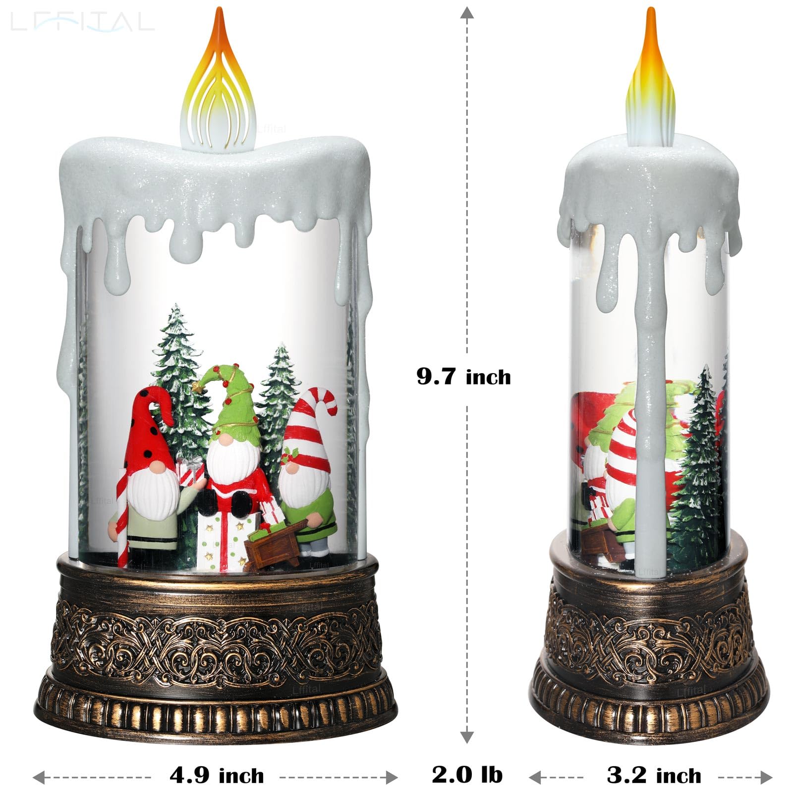 Snowman Christmas Snow Globe Lantern, Lighted Christmas Decorations for Home Candle Shaped Snow Lantern with Music Timer Glittering, Home Decor Festival Gife, USB & Battery Operated