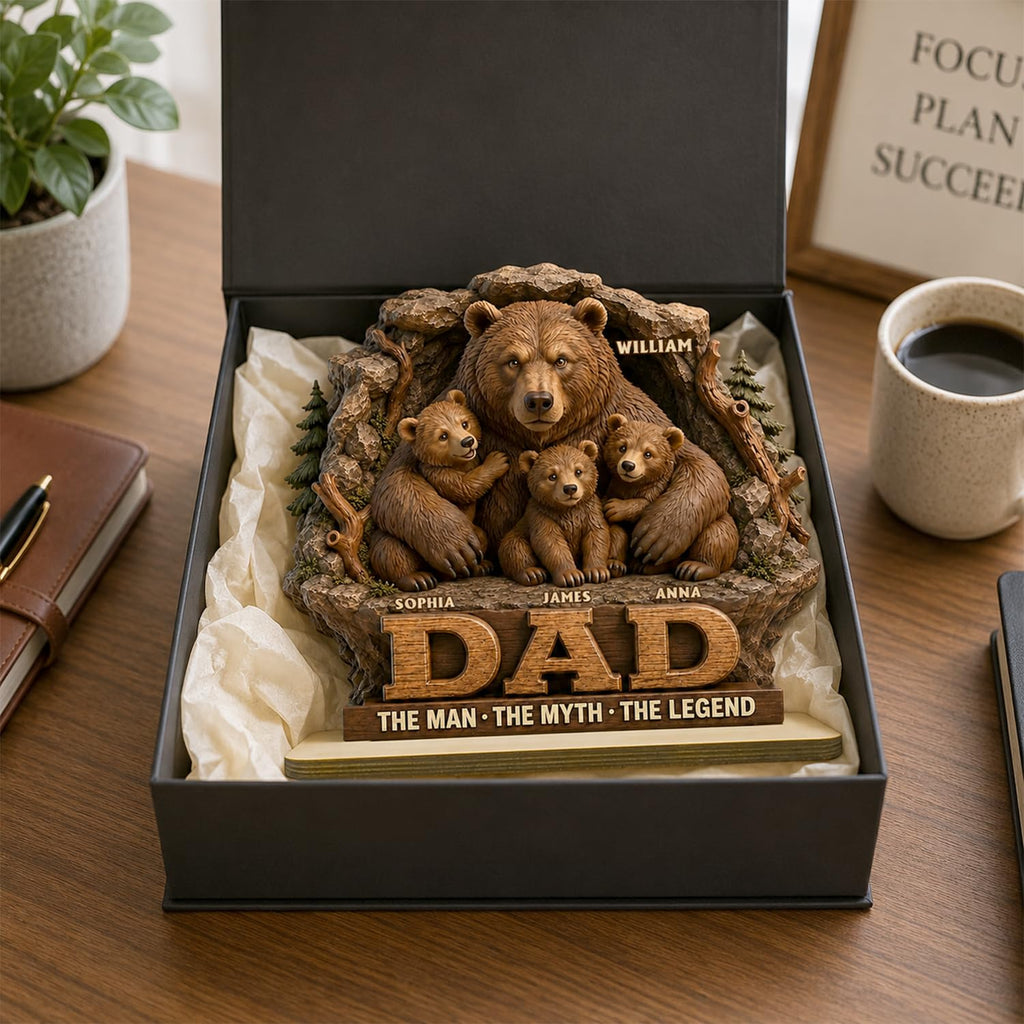 Personalized Fist Bump Dad and Kids Name Wooden Plaque, Custom Fathers Day Plaque for Dad Grandpa, Customized Sign Decorations for Daddy, Grandpa, Heartfelt Father's Day Birthday Gifts for Husband