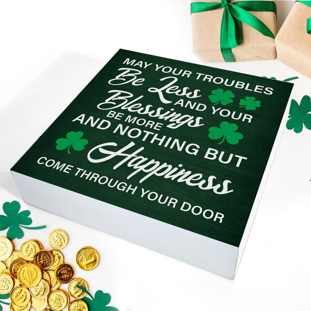 Dumyum St. Patrick's Day Decorative Sign, Wooden, 5 Inches x 5 Inches, Green, Rustic, Tabletop or Wall Mount