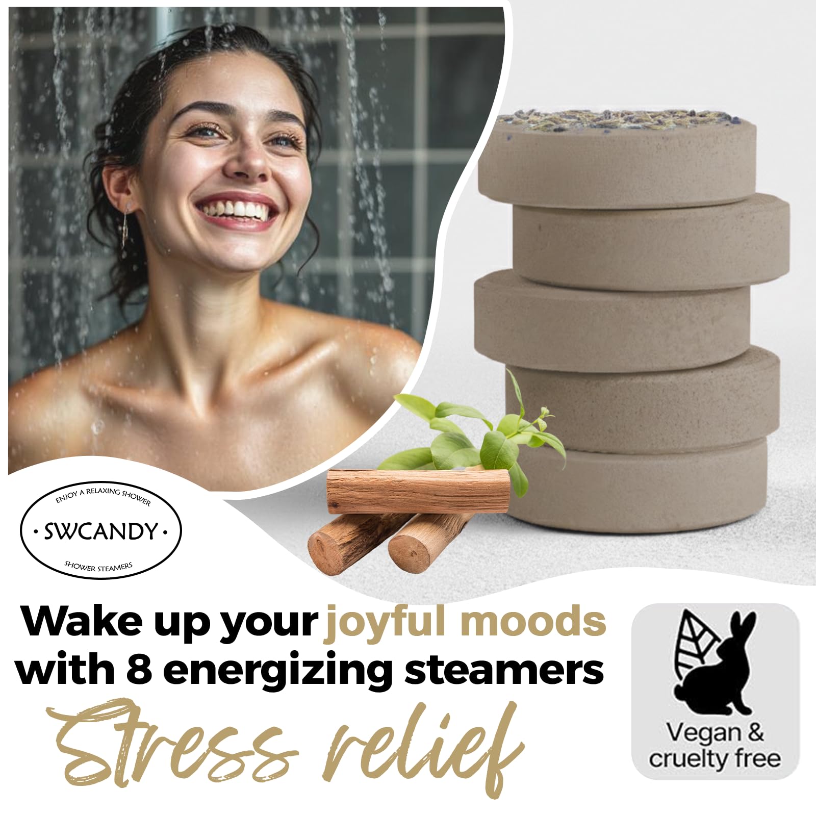 Shower Steamers Aromatherapy Birthday Gifts for Women - SWCANDY 8 Pcs Travel Essentials, Hotel Shower Spa Holidays Mom Wife Grandma Sister Her Self Care Relaxation with Natural Essential Oils Home